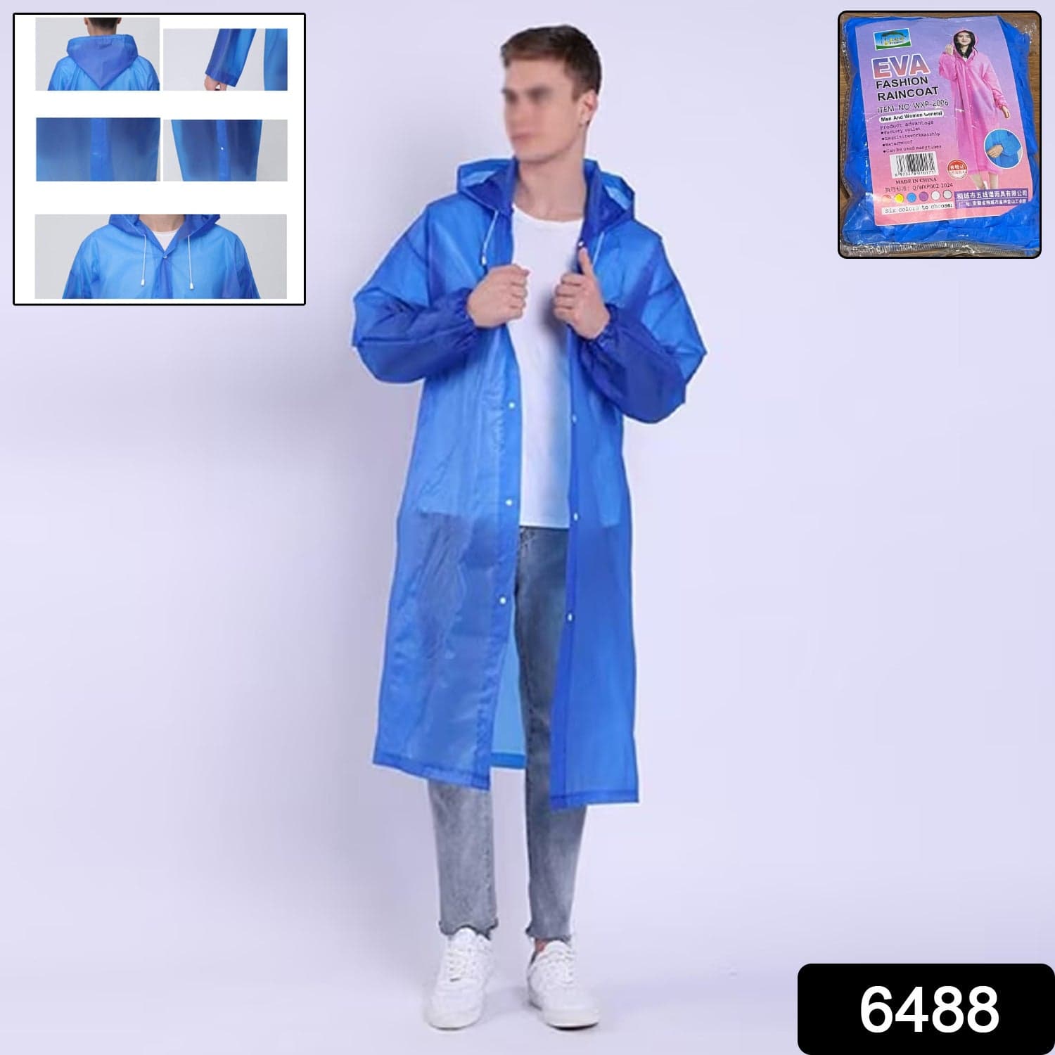 Adult Portable Rain Coat, Men & Women Outdoor Traveling Eva Material Raincoat thumbnail 2
