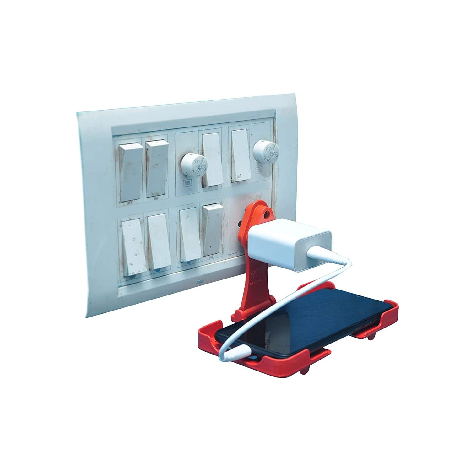 Multi-Purpose Wall Holder Stand for Mobile Charging (Red) thumbnail 6