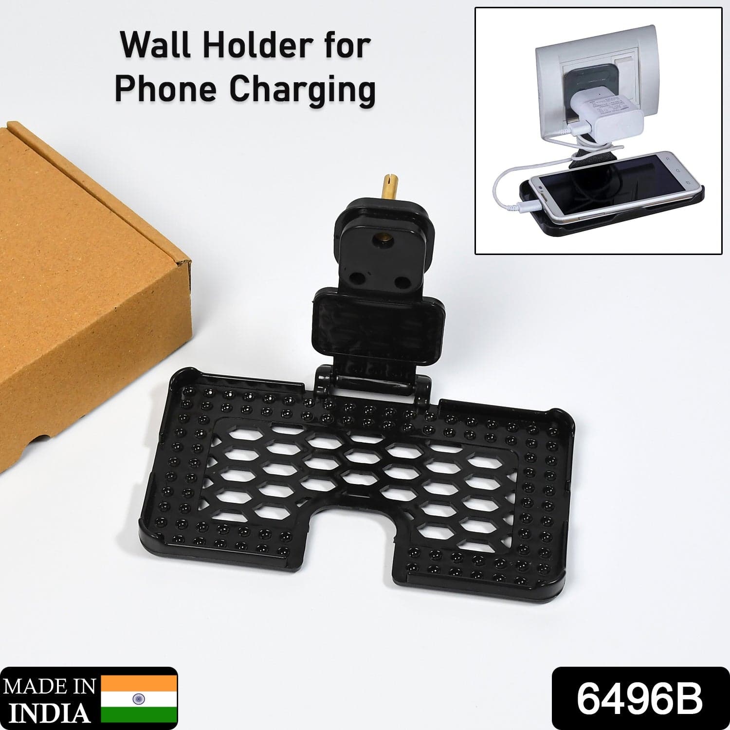 Multi-Purpose Wall Holder Stand for Charging Mobile (Black) thumbnail 2