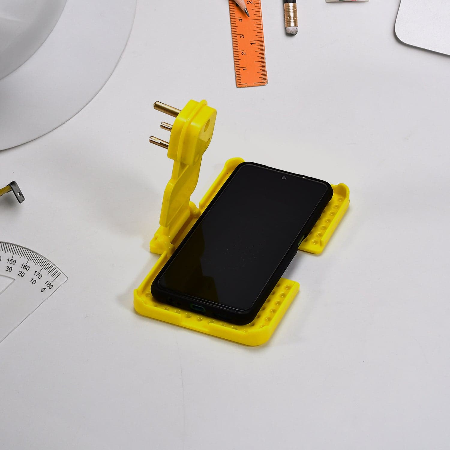 Multi-Purpose Yellow Wall Holder Stand for Mobile Charging thumbnail 3