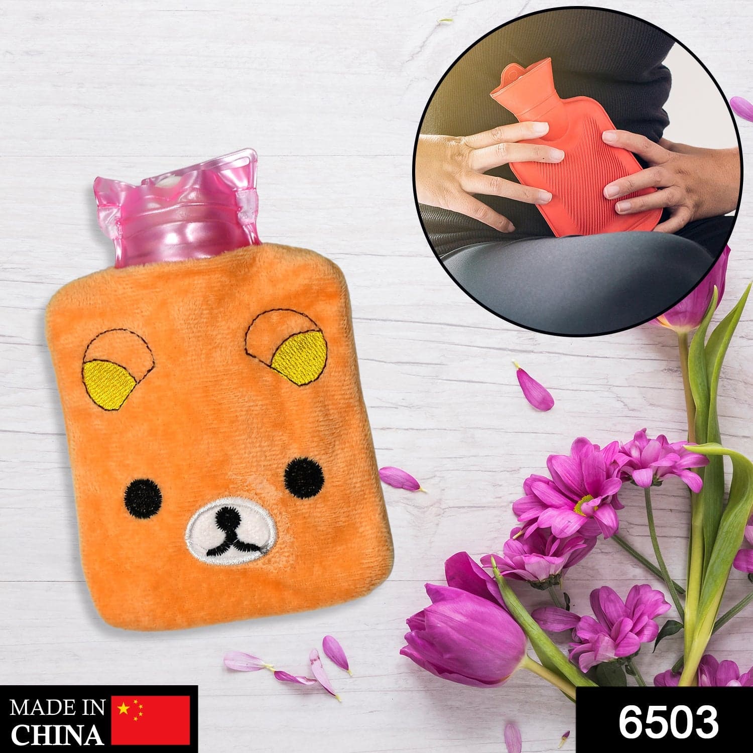 Warm Hug from a Panda: Orange Panda Hot Water Bag for Pain Relief thumbnail 2