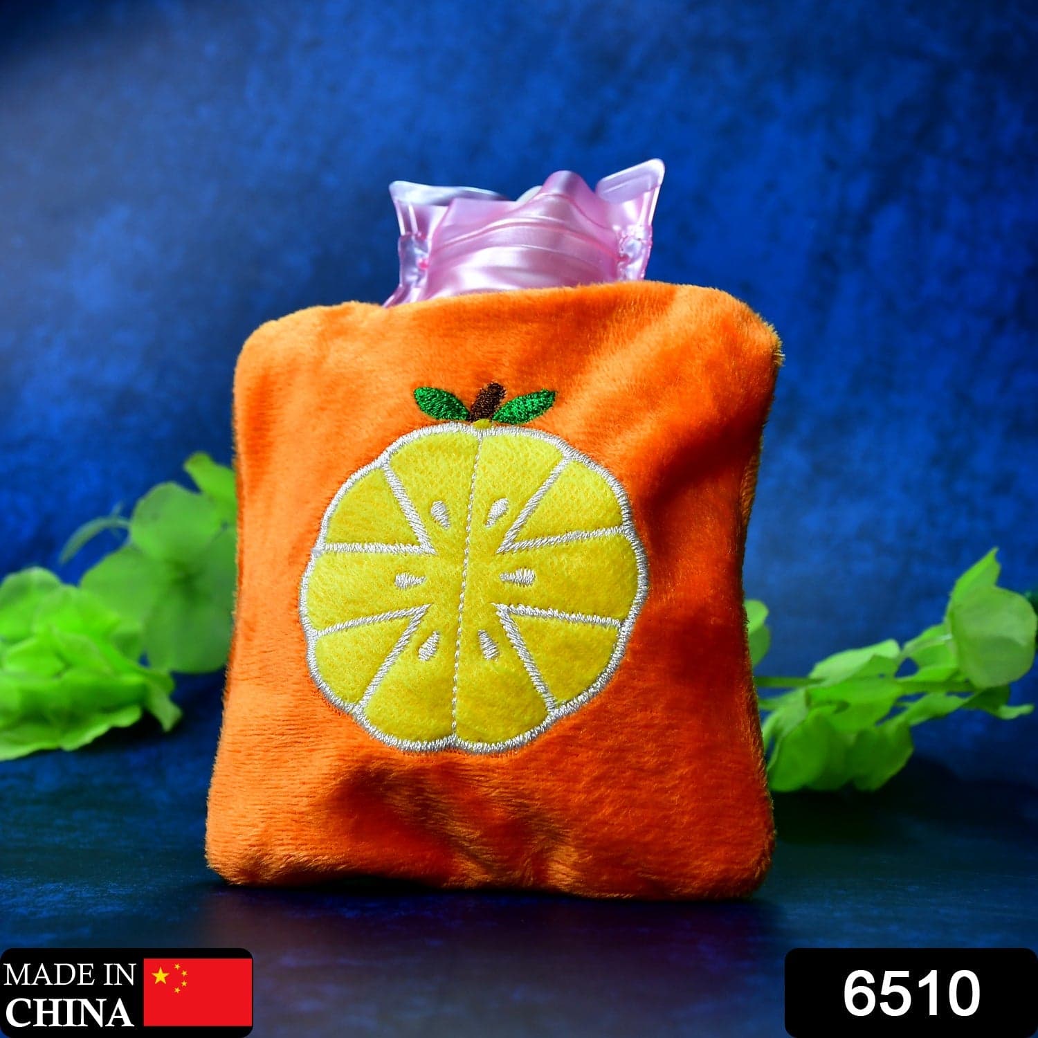 Orange Small Hot Water Bag With Cover For Pain Relief thumbnail 2