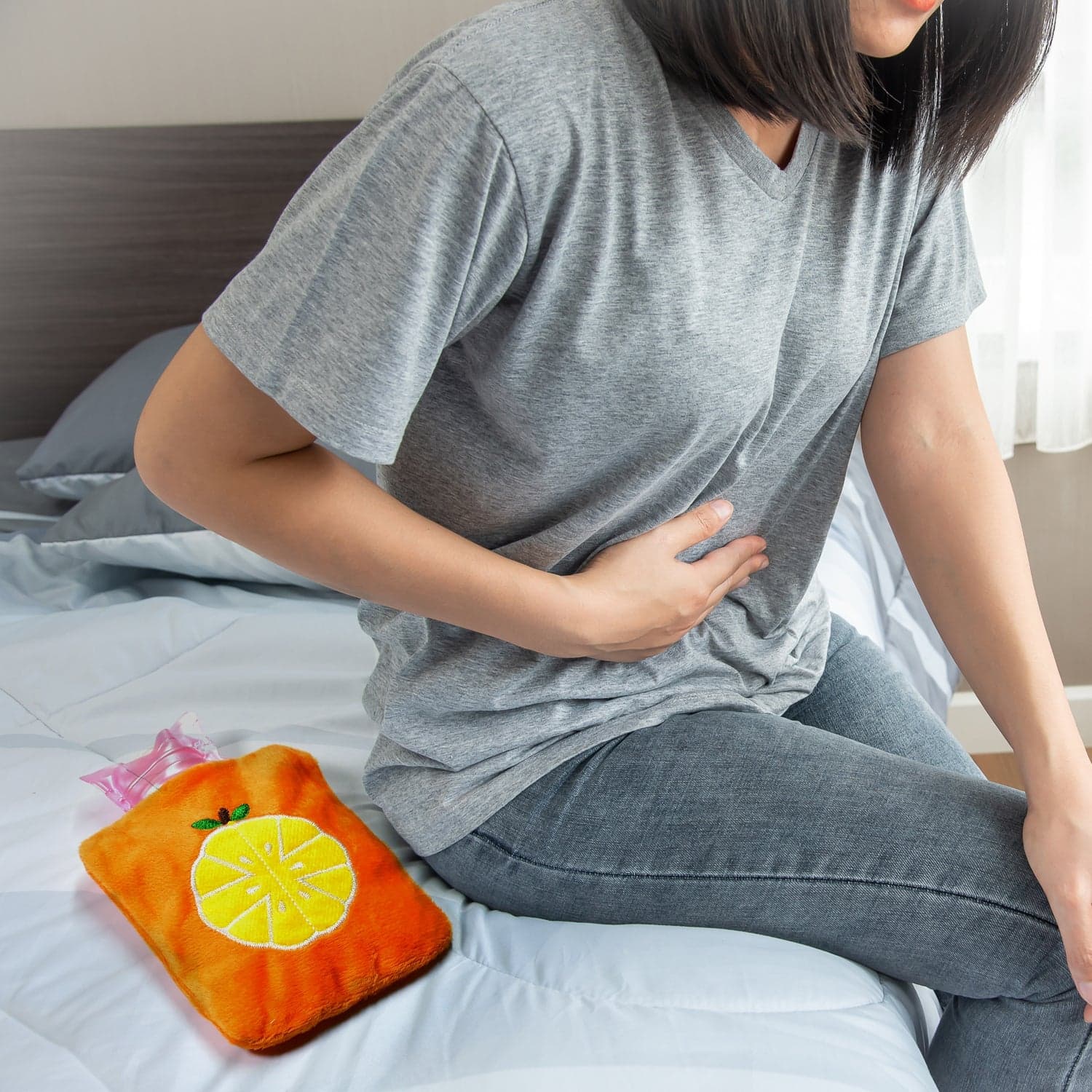 Orange Small Hot Water Bag With Cover For Pain Relief thumbnail 4