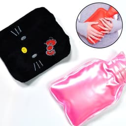 Black Small Hot Water Bag with Cover of Pain Relief & Warmer