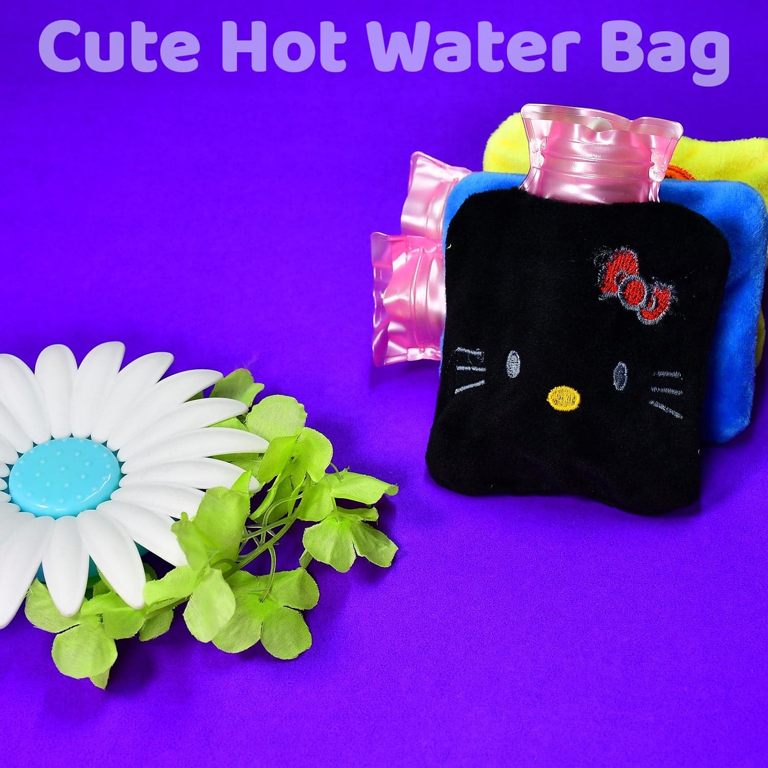 Black Small Hot Water Bag with Cover of Pain Relief & Warmer thumbnail 6