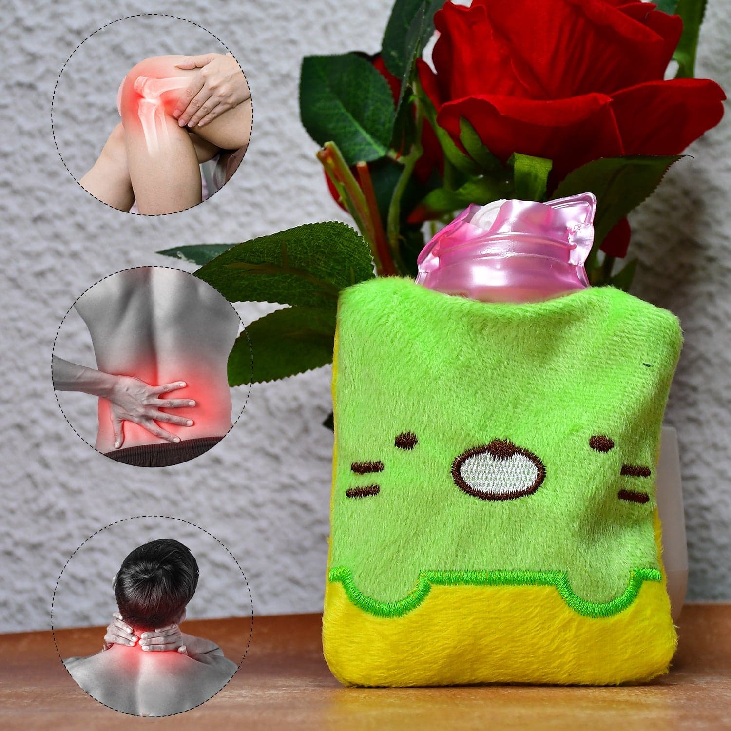Green Kitty Hot Water Bag with Cover for Pain Relief & Warmth thumbnail 7