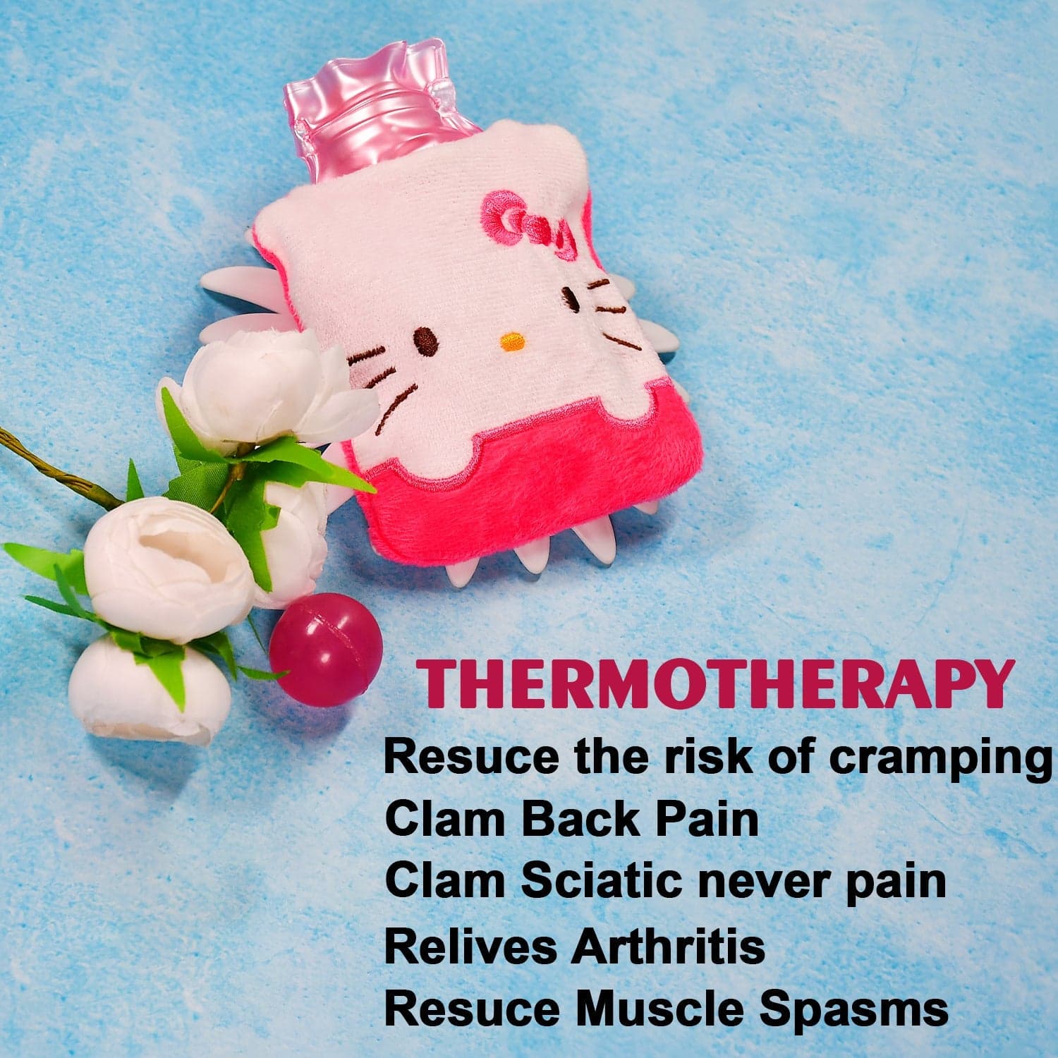 Pink Small Hot Water Bag with Cover for Pain Relief thumbnail 6