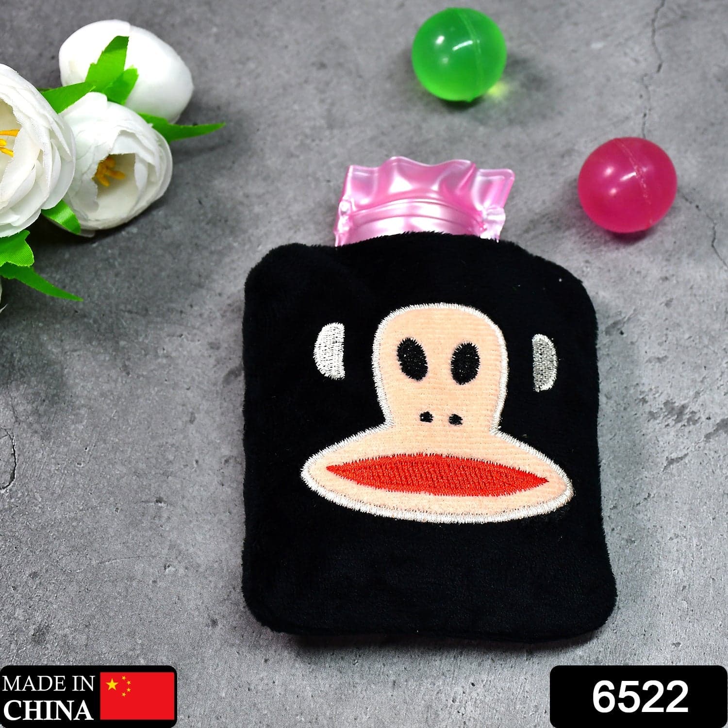 Black Small Hot Water Bag with Cover for Pain Relief thumbnail 2
