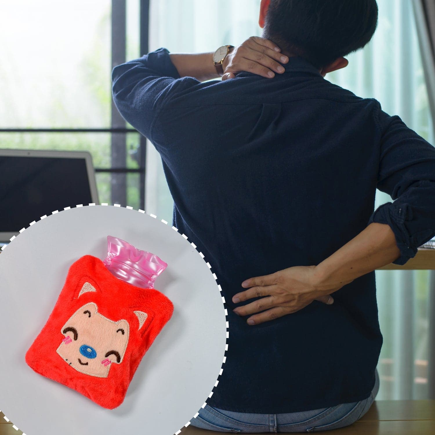 Pink Cat Small Hot Water Bag With Cover For Pain Relief thumbnail 7