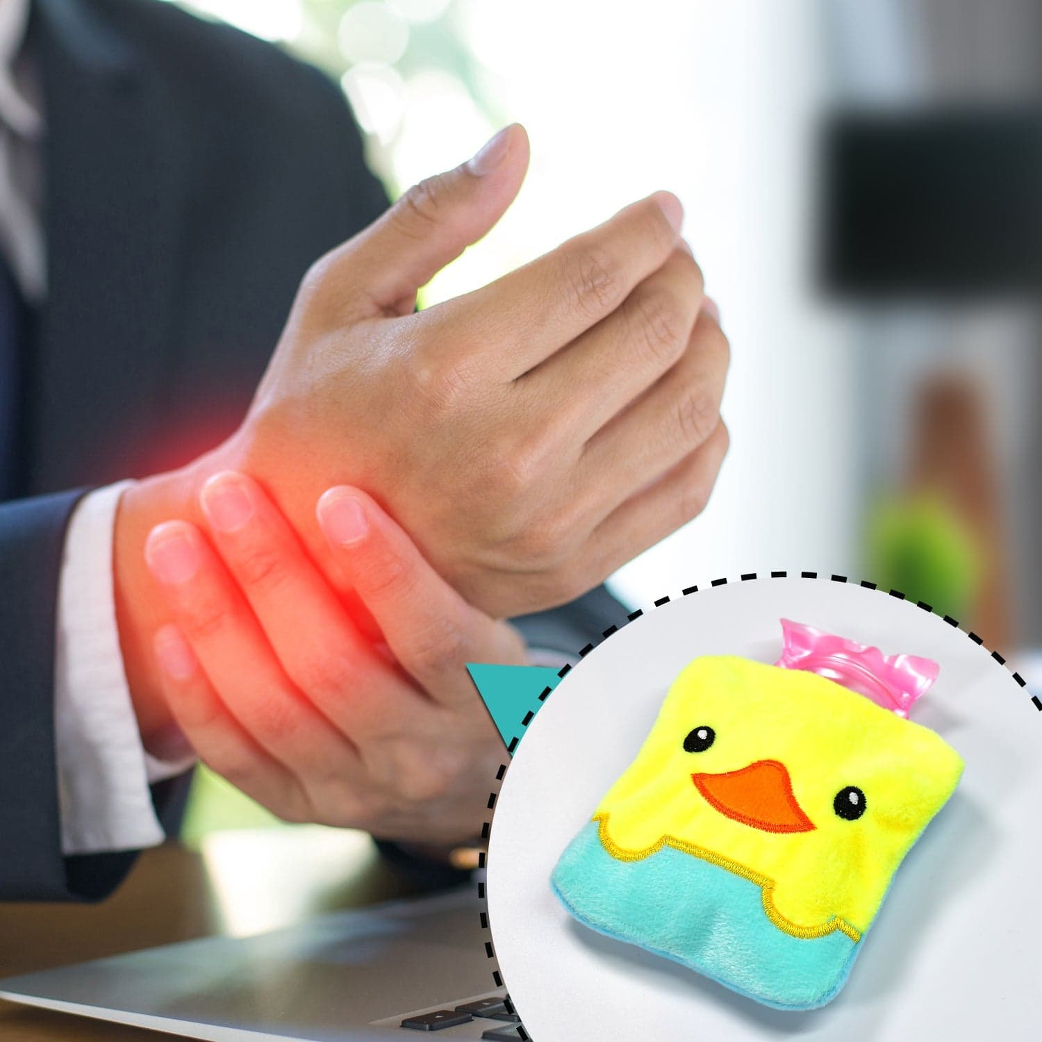 Yellow Duck design small Hot Water Bag with Cover for Pain Relief thumbnail 1