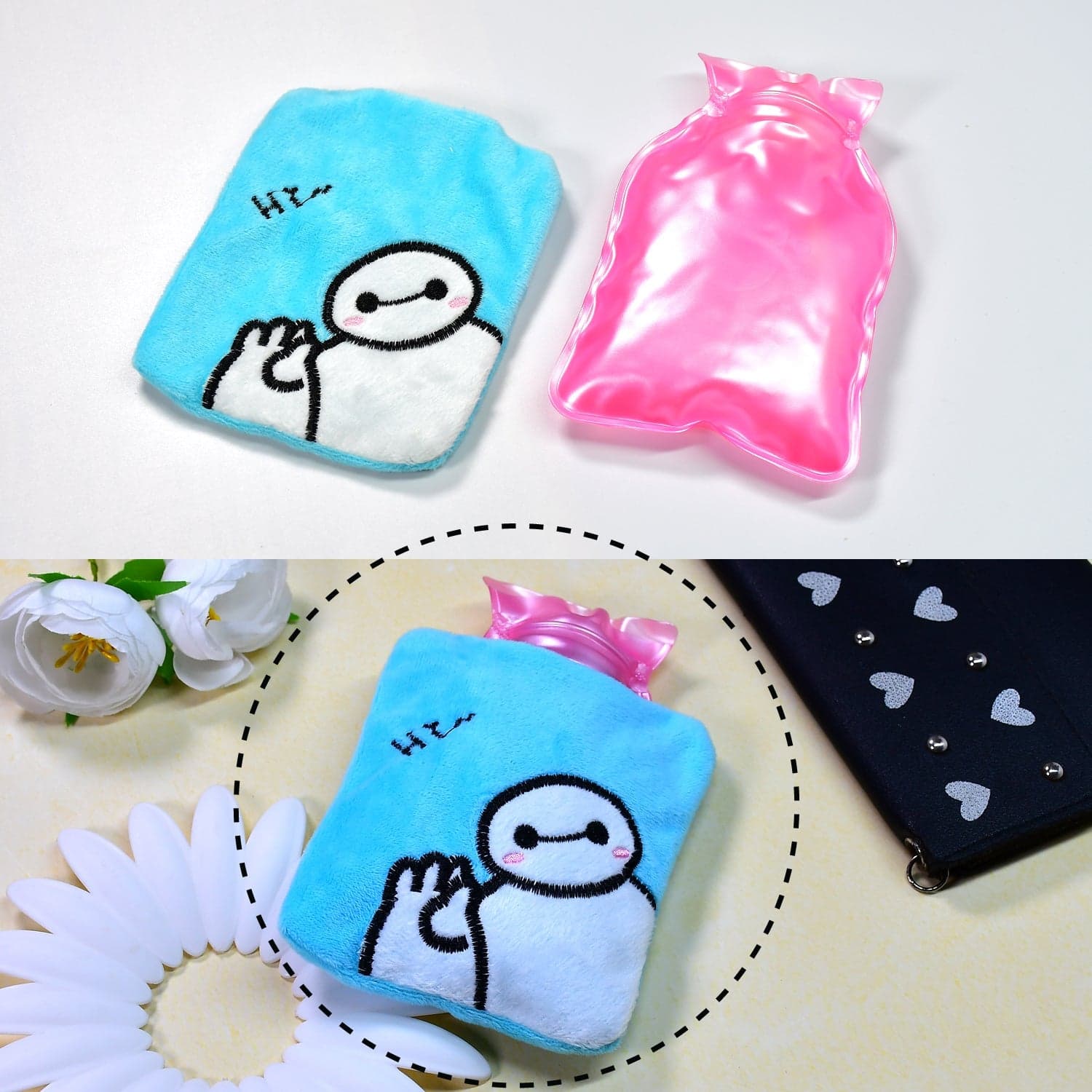 Blue Baymax Small Hot Water Bag with Cover for Pain Relief thumbnail 5