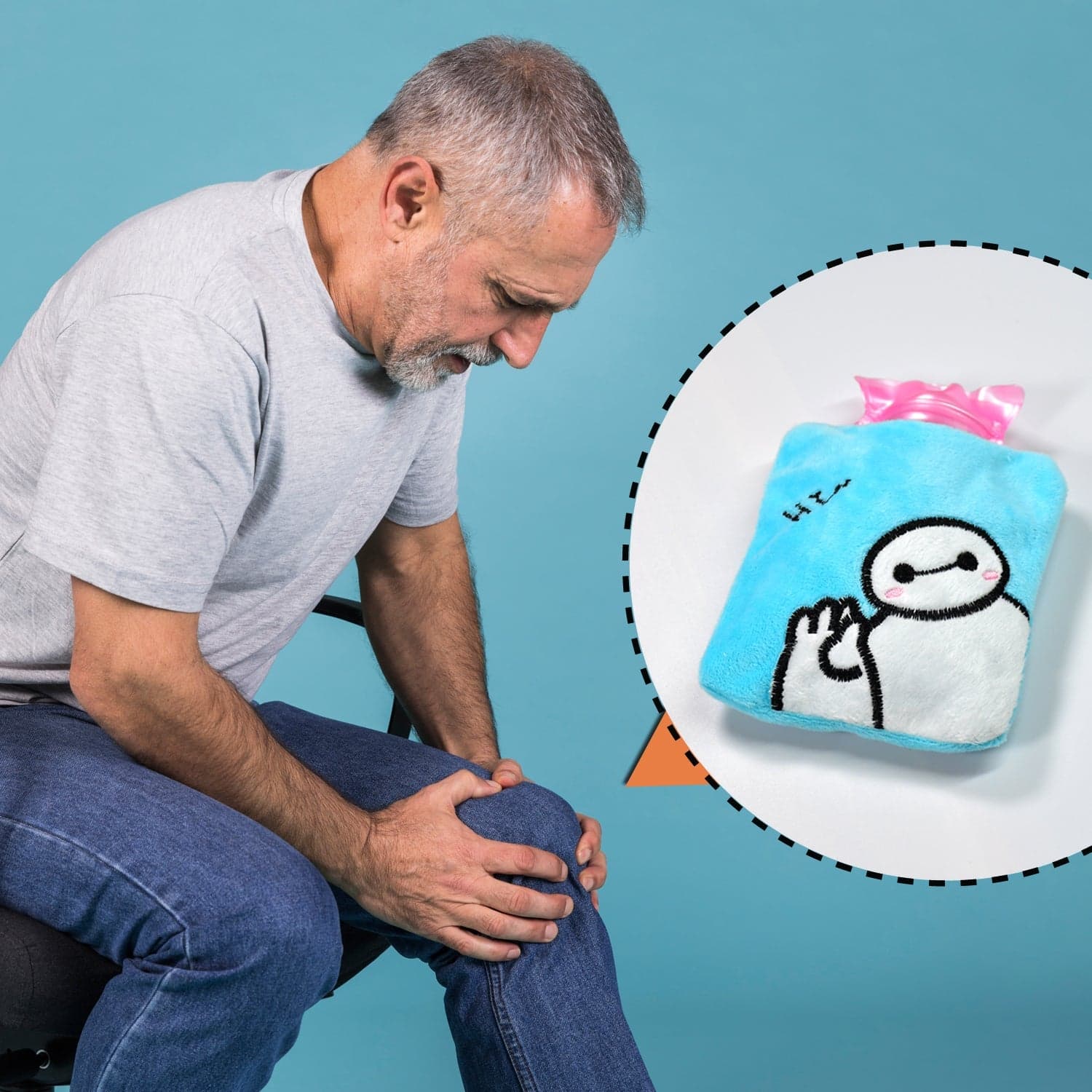Blue Baymax Small Hot Water Bag with Cover for Pain Relief thumbnail 7