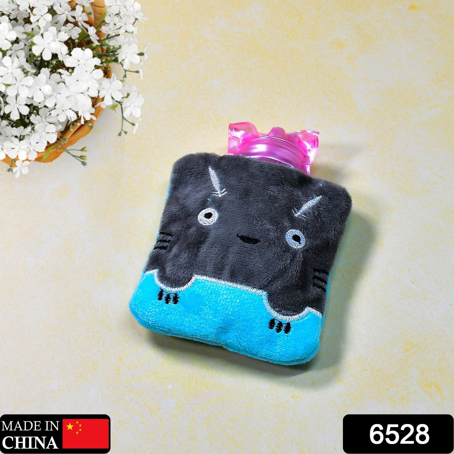 Grey Cat Print Small Hot Water Bag with Cover for Pain Relief thumbnail 2