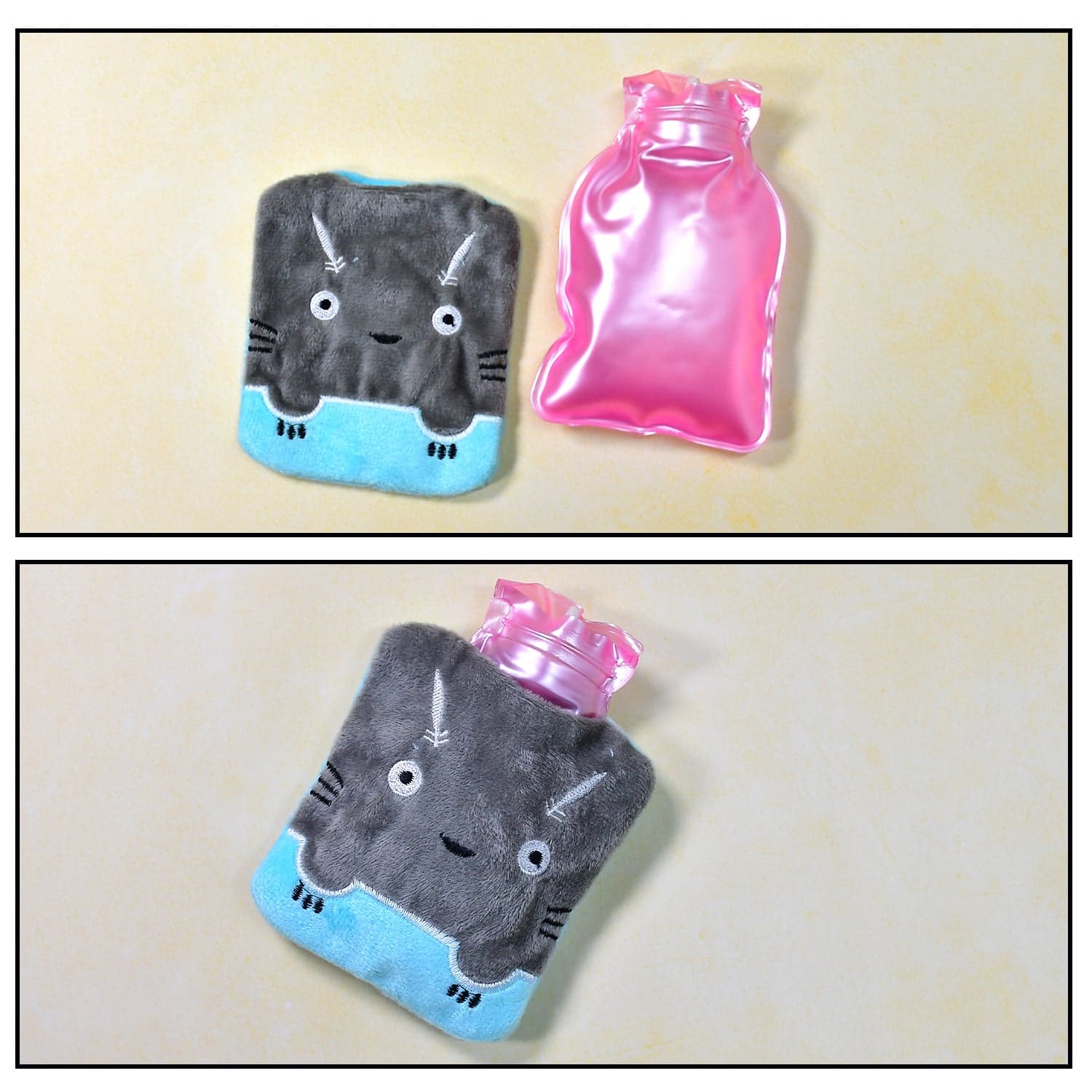 Grey Cat Print Small Hot Water Bag with Cover for Pain Relief thumbnail 6