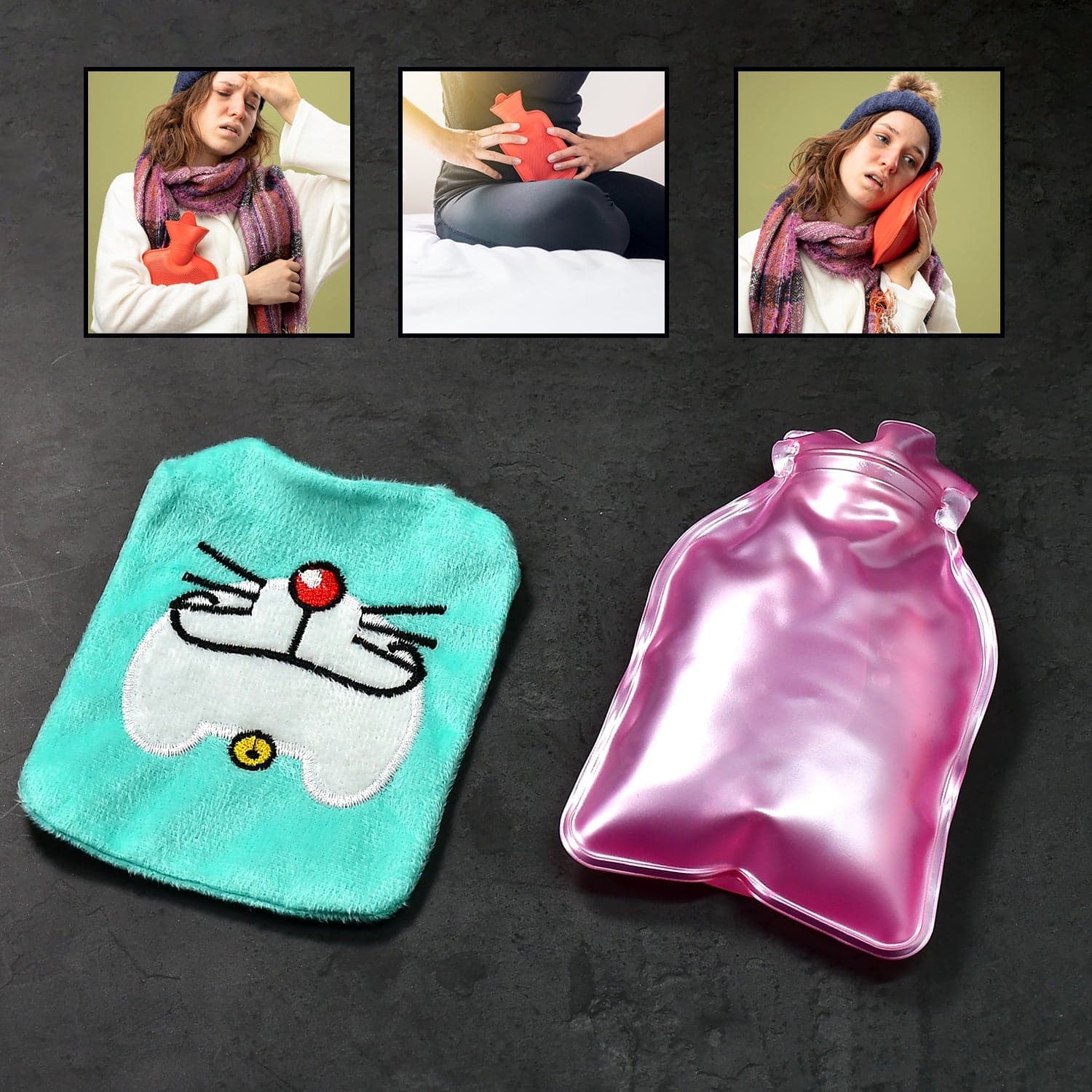 Doremon Cartoon Small Hot Water Bag with Cover for Pain Relief thumbnail 5