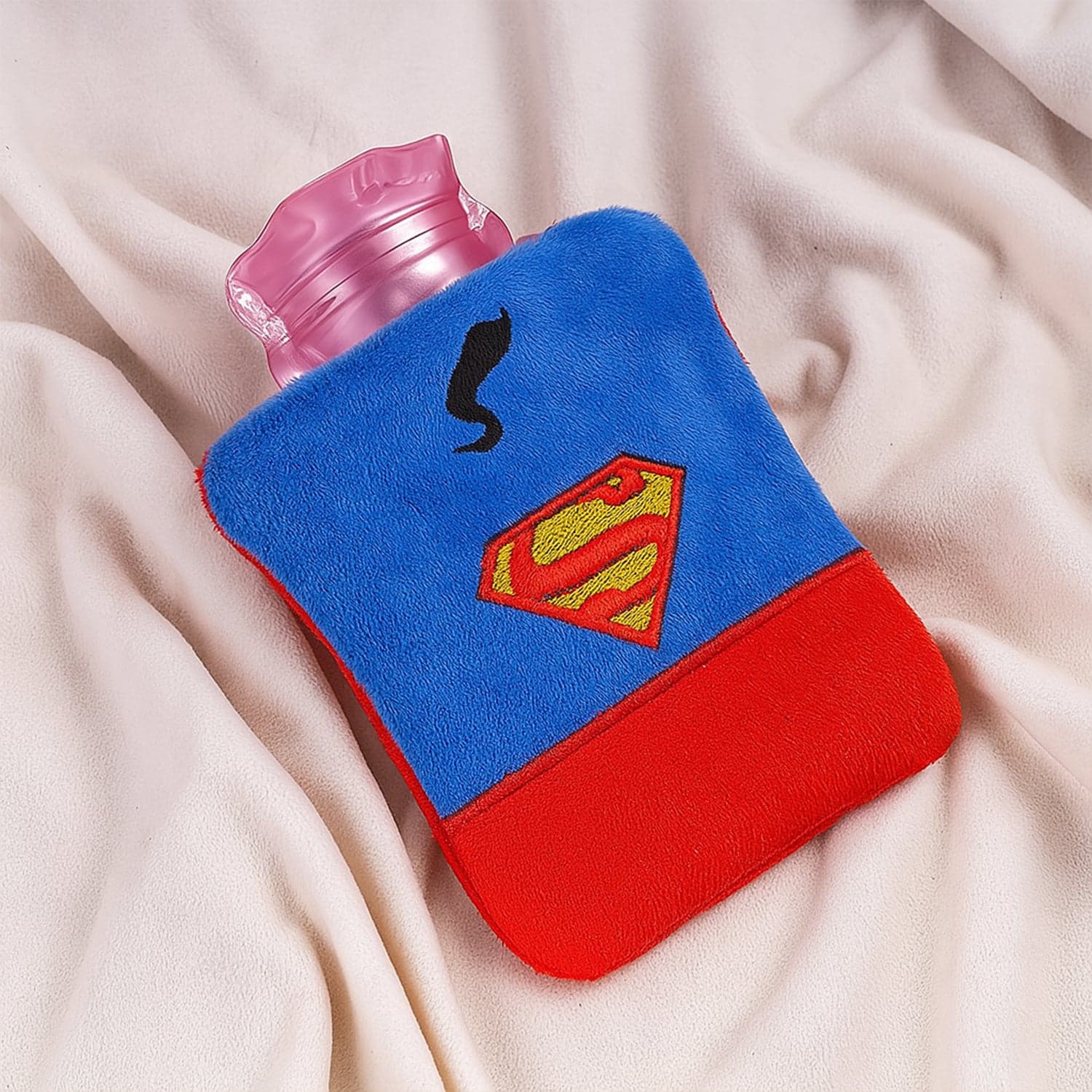 Superman Print Small Hot Water Bag with Cover for Pain Relief thumbnail 1