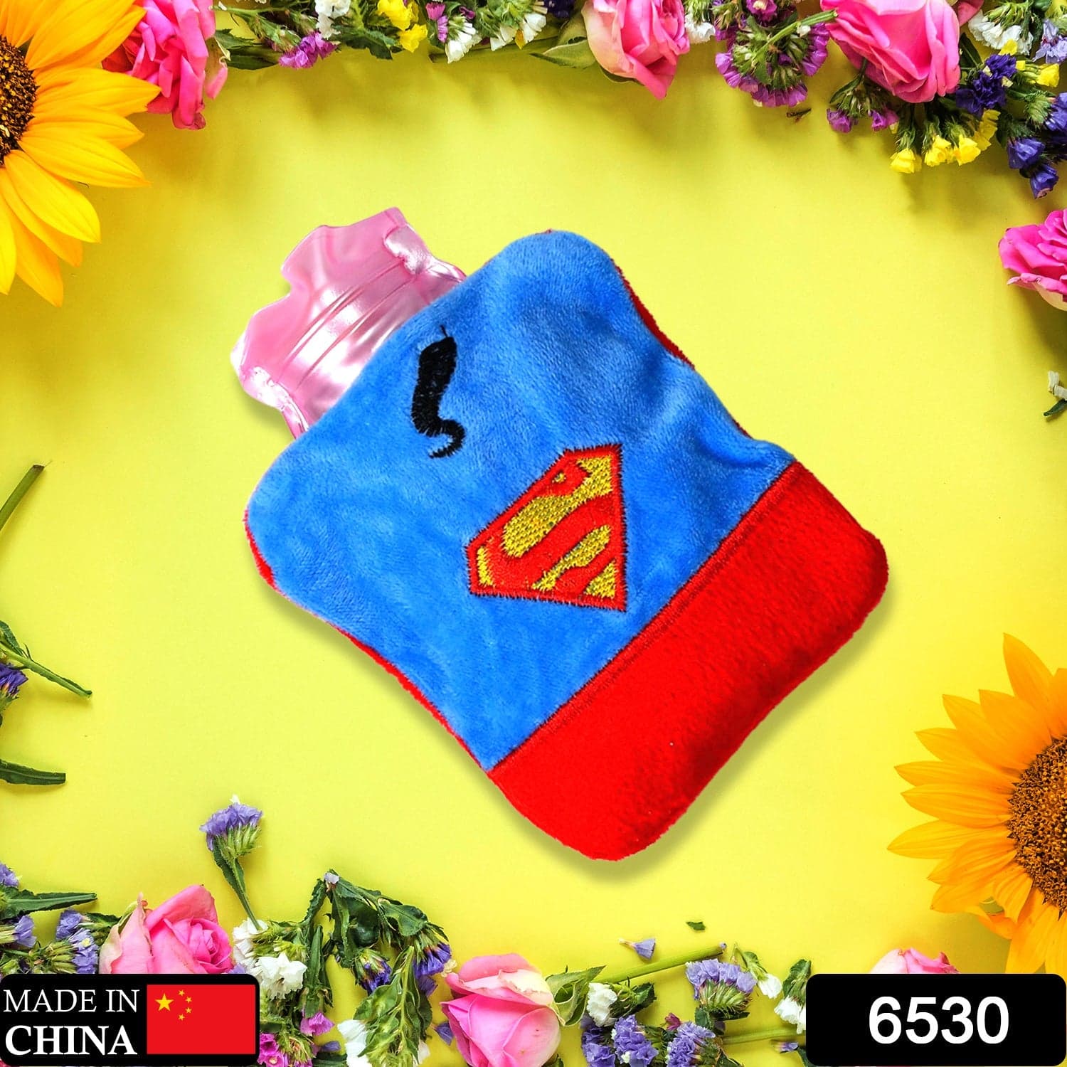 Superman Print Small Hot Water Bag with Cover for Pain Relief thumbnail 2