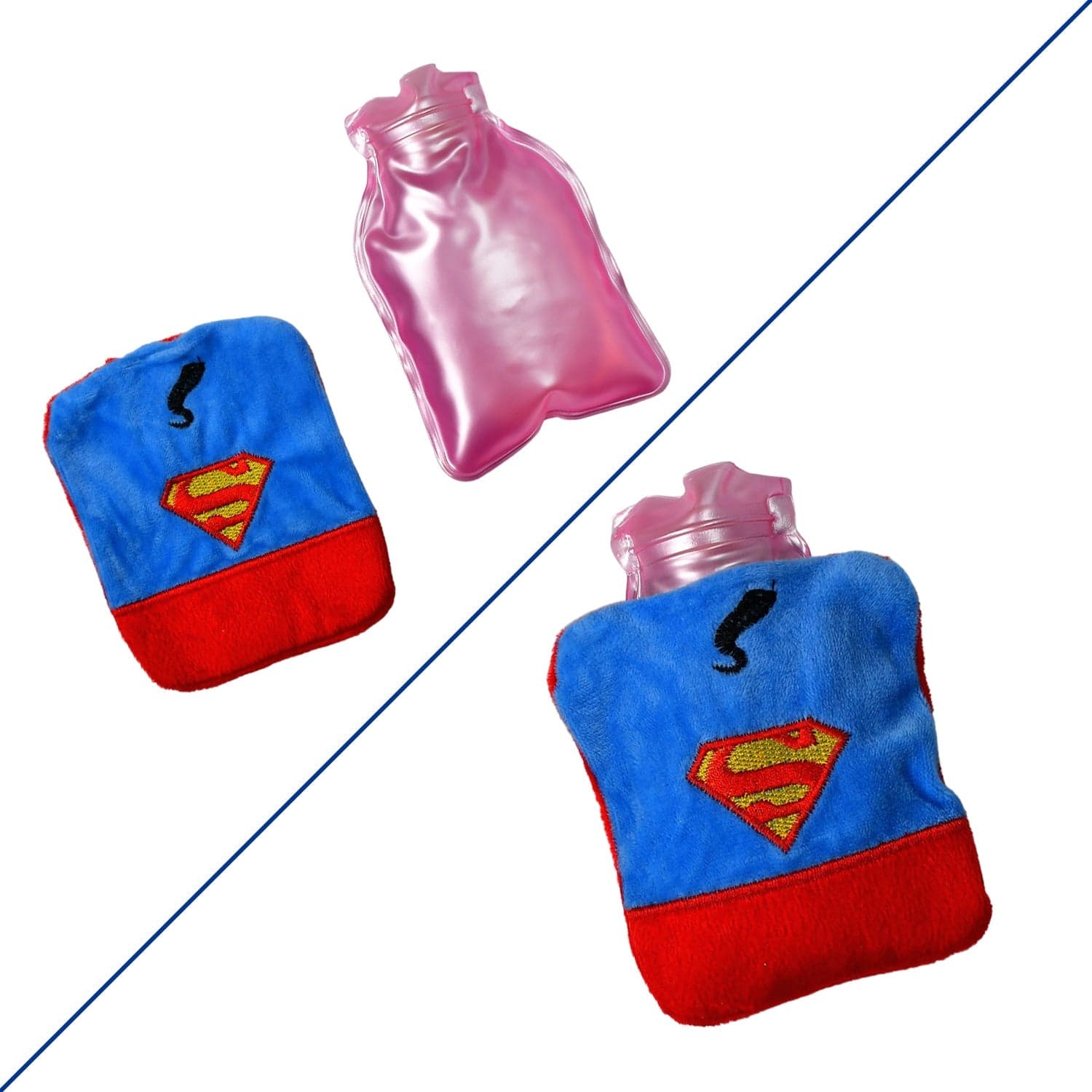 Superman Print Small Hot Water Bag with Cover for Pain Relief thumbnail 3