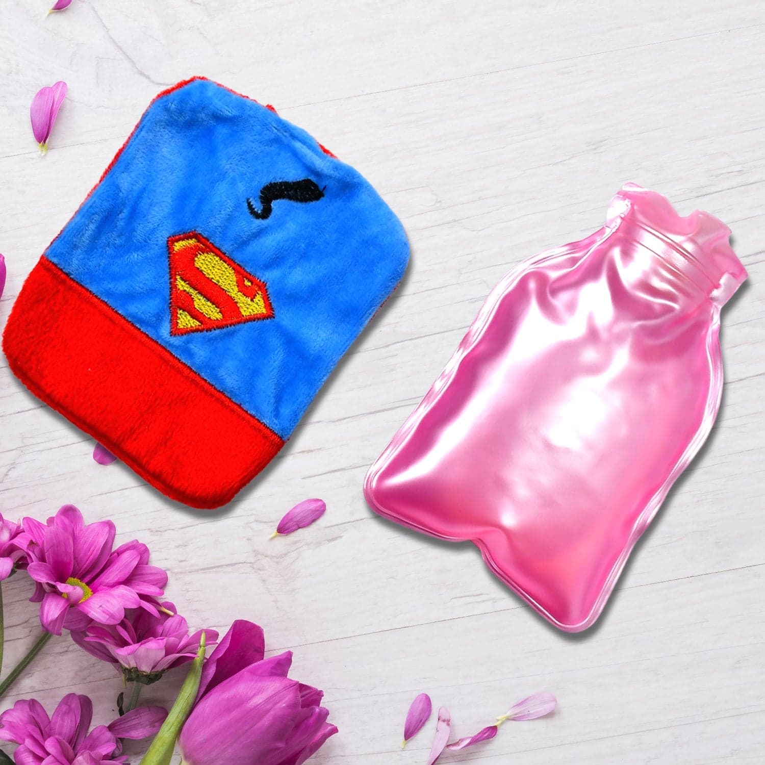 Superman Print Small Hot Water Bag with Cover for Pain Relief thumbnail 4