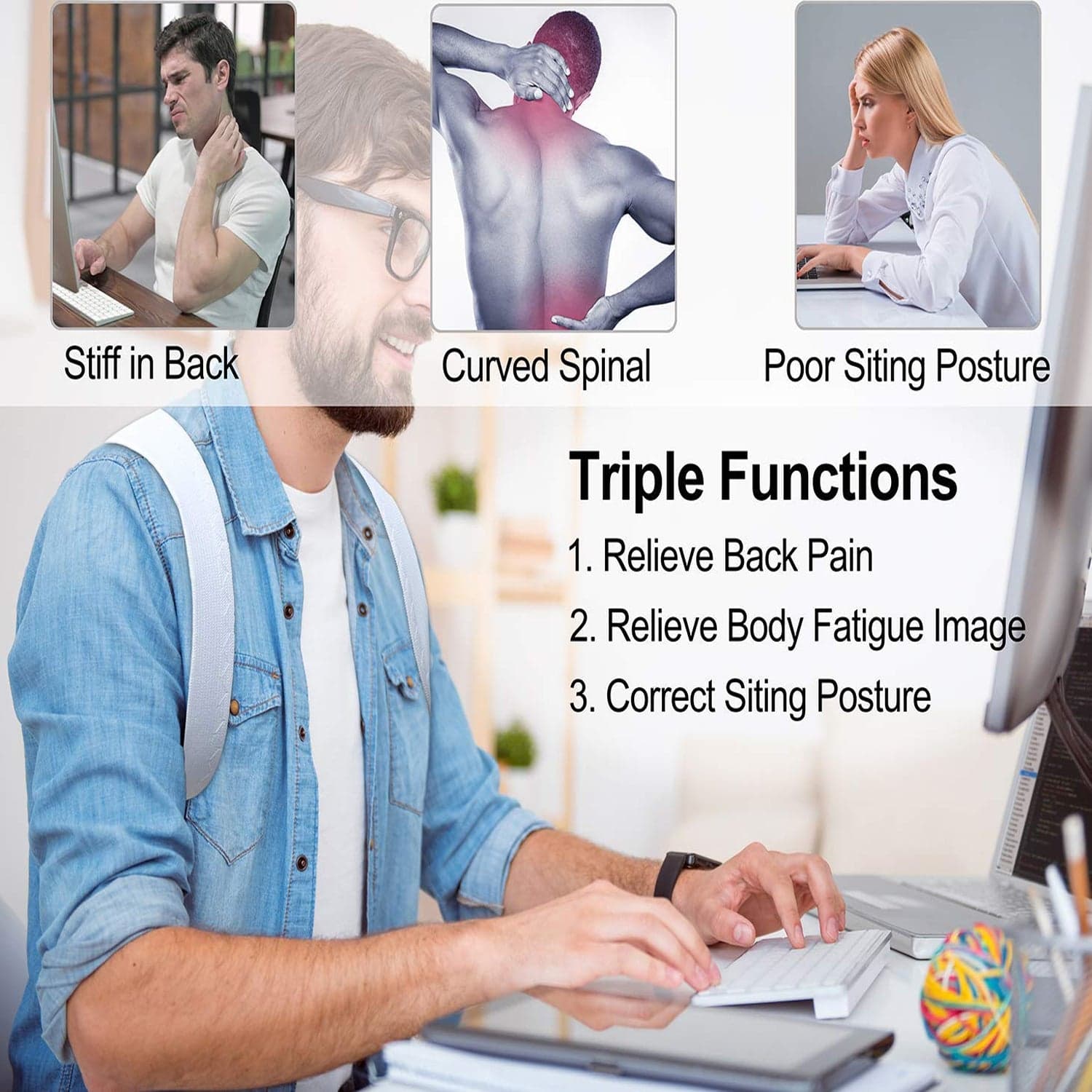 Back & Shoulder Posture Corrector of Adult/Child Support Belt & Brace thumbnail 3
