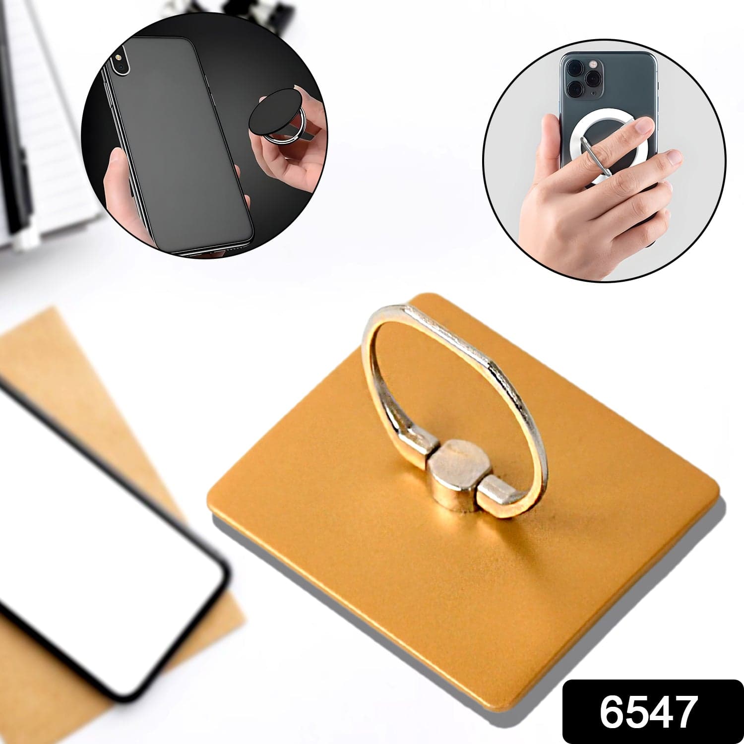 Mobile Phone Finger Stand, 360°Rotation Phone Ring Stand Holder, Kickstand Hand Finger Grip (1 Pc) thumbnail 2