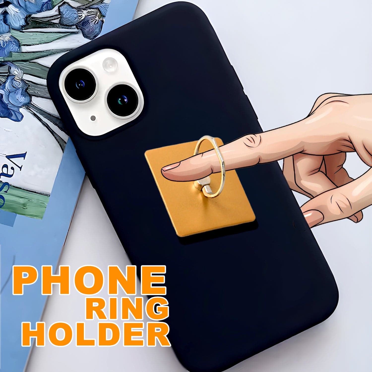 Mobile Phone Finger Stand, 360°Rotation Phone Ring Stand Holder, Kickstand Hand Finger Grip (1 Pc) thumbnail 6