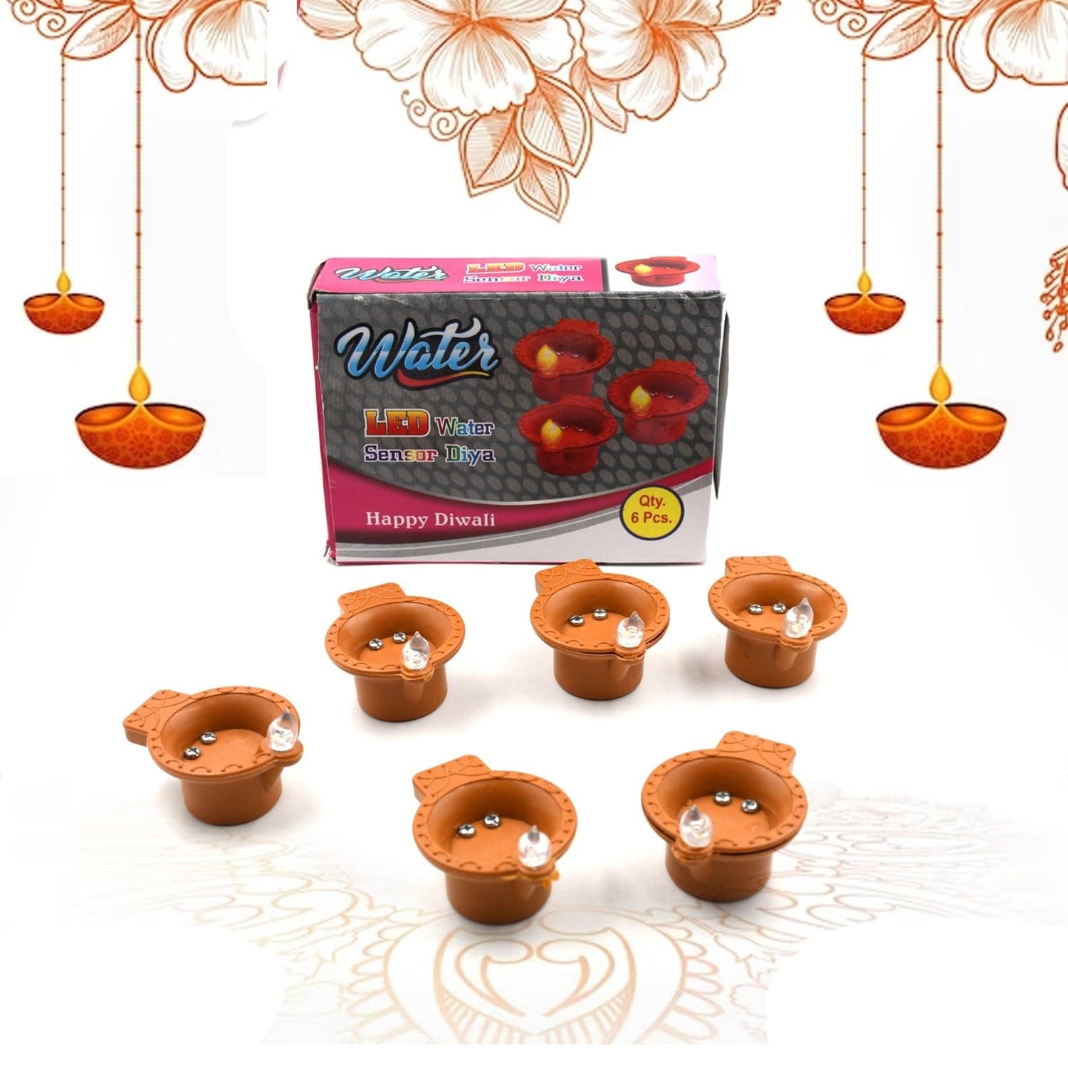 Water Sensor Diyas For Diwali Decoration | Diyas For Home Decoration| Diwali Decoration Items For Home Decor Diyas | Diwali Led Diyas Candle With Water Sensing Technology E-Diya thumbnail 1