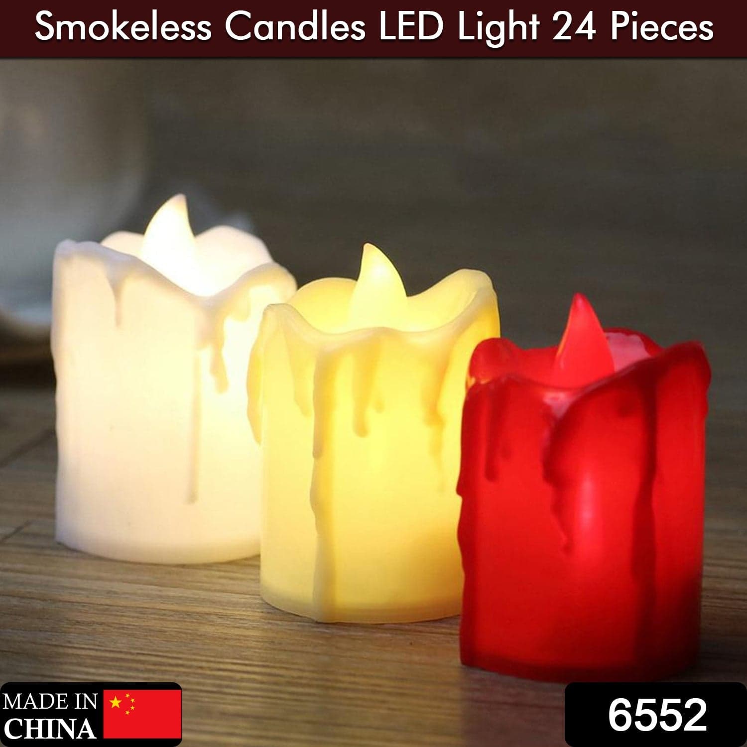 Set of 24 Multicolor Flameless Melted Design Candles for Decoration, Diwali thumbnail 2