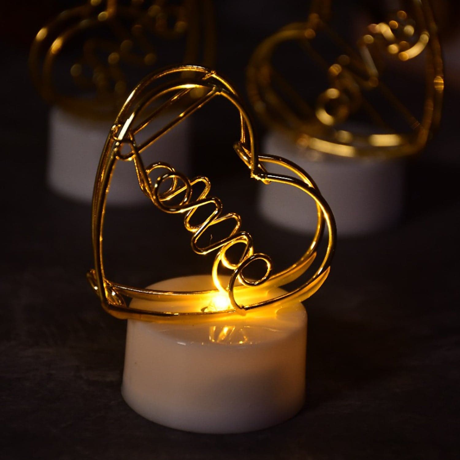 Set of 12 Multicolor Flameless Heart Candles for Decoration, Diwali thumbnail 1