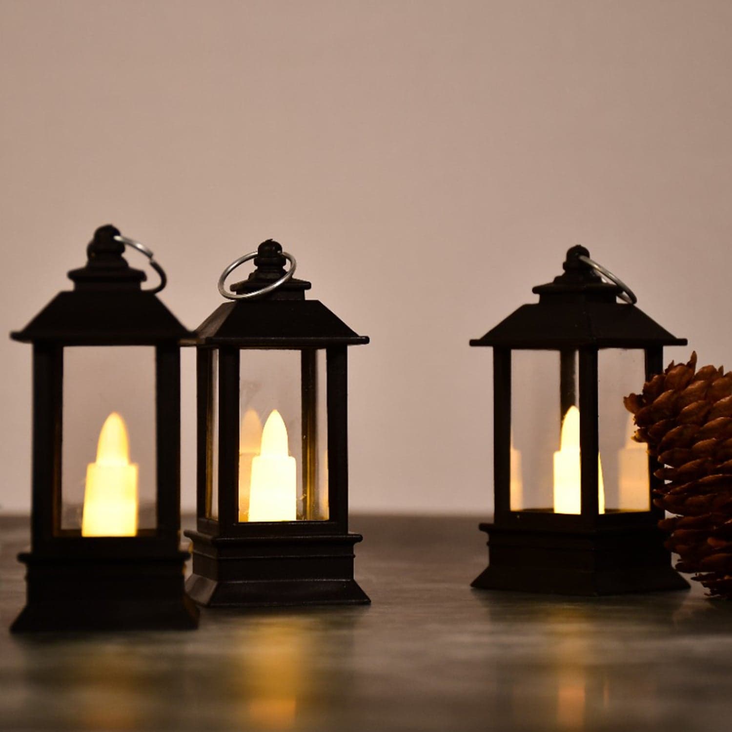 Classic Style Lantern With Artificial Rustic Battery-Operated Flameless Candle Light For Home Decoration - Good For Indoor & Outdoor Use (Pack of 24) thumbnail 3