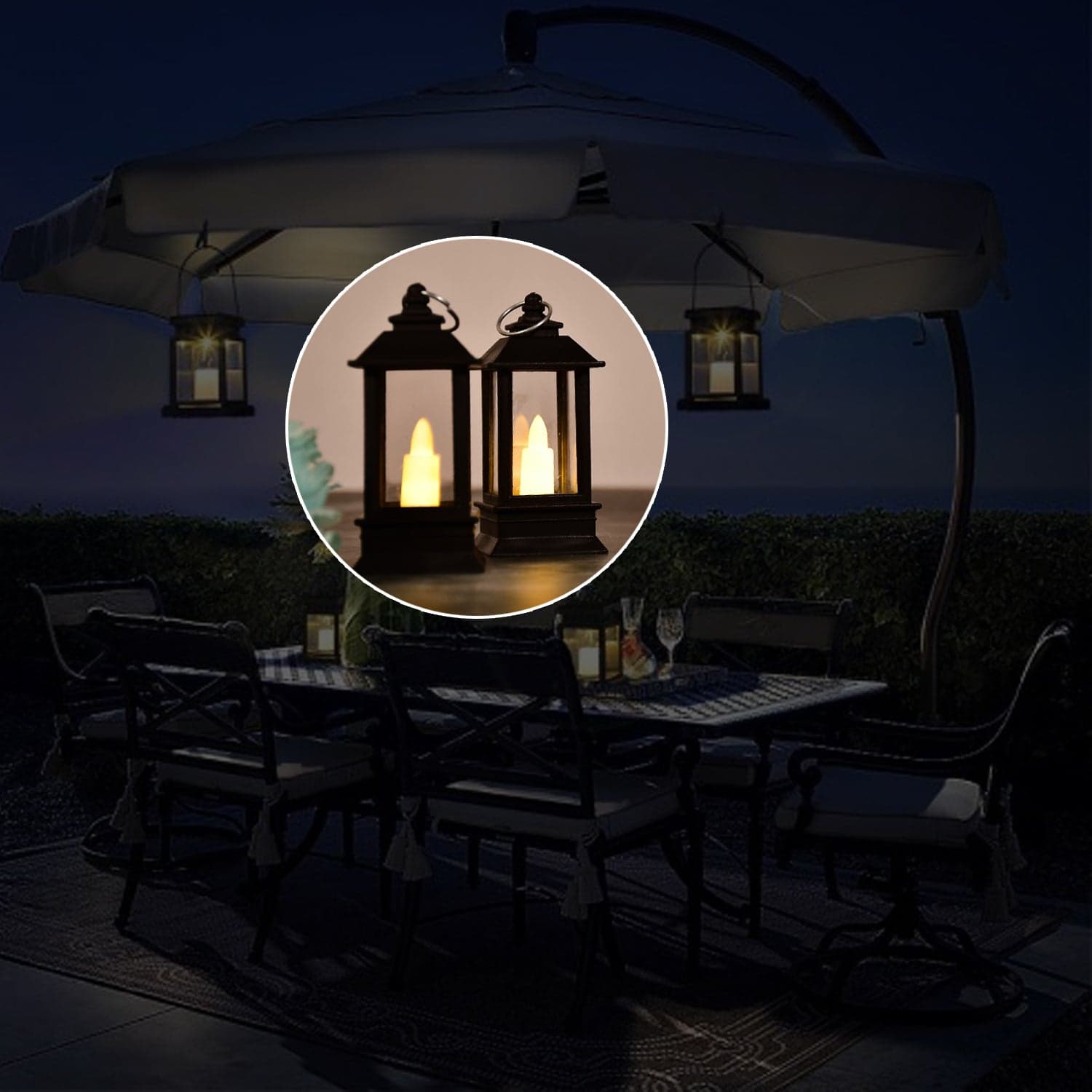 Classic Style Lantern With Artificial Rustic Battery-Operated Flameless Candle Light For Home Decoration - Good For Indoor & Outdoor Use (Pack of 24) thumbnail 4