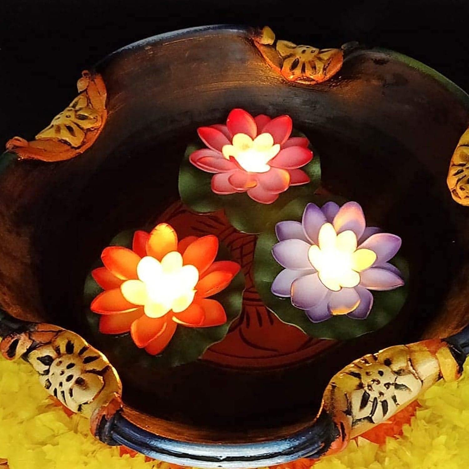 Water Floating Smokeless Candles & Lotus Flowers Sensor Led Tealight For Outdoor And Indoor Decoration - Pack Of 6 Candle thumbnail 6