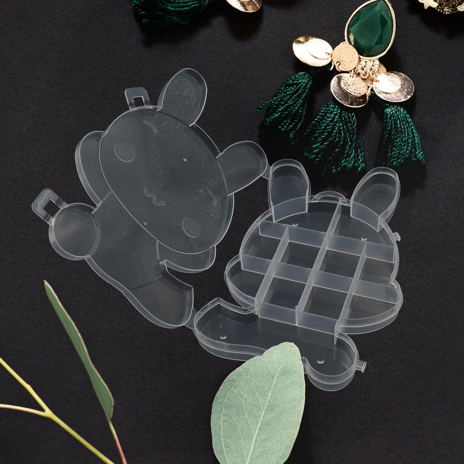 Transparent Cartoon Bear Clear Plastic Storage Box Jewelry Organizer Holder Cabinets For Small objects (1 Pc Mix Color) thumbnail 8