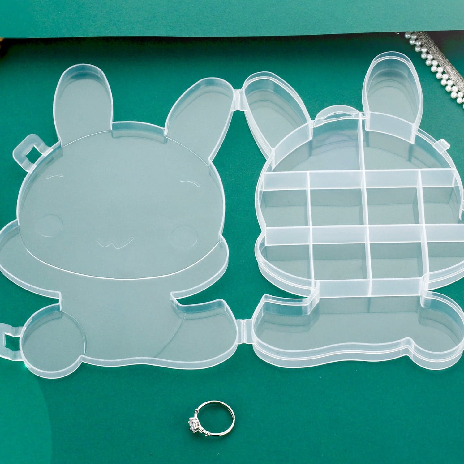 Transparent Cartoon Bear Clear Plastic Storage Box Jewelry Organizer Holder Cabinets For Small objects (1 Pc Mix Color) thumbnail 9