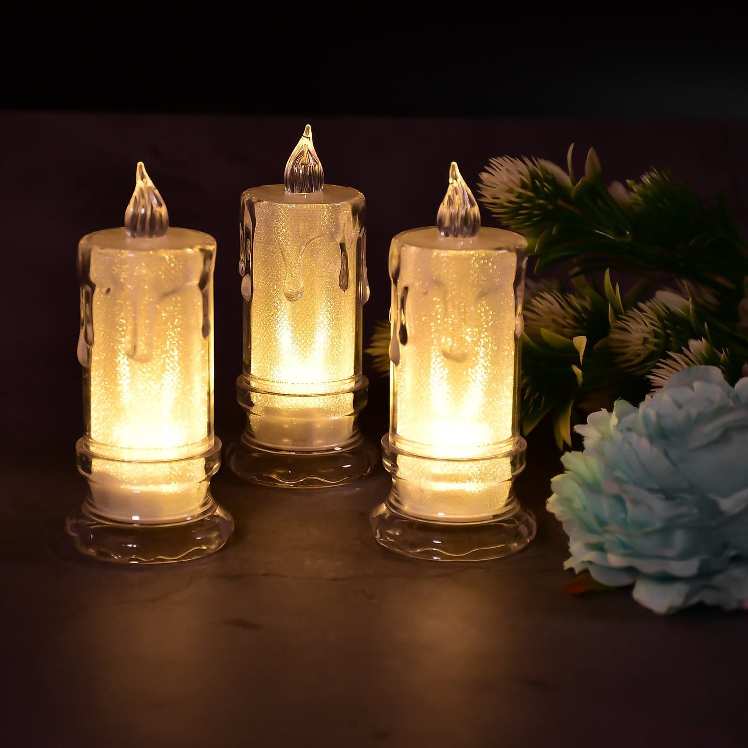 Big Flameless Melted Design Candles Set, Diwali (12 pcs) thumbnail 3