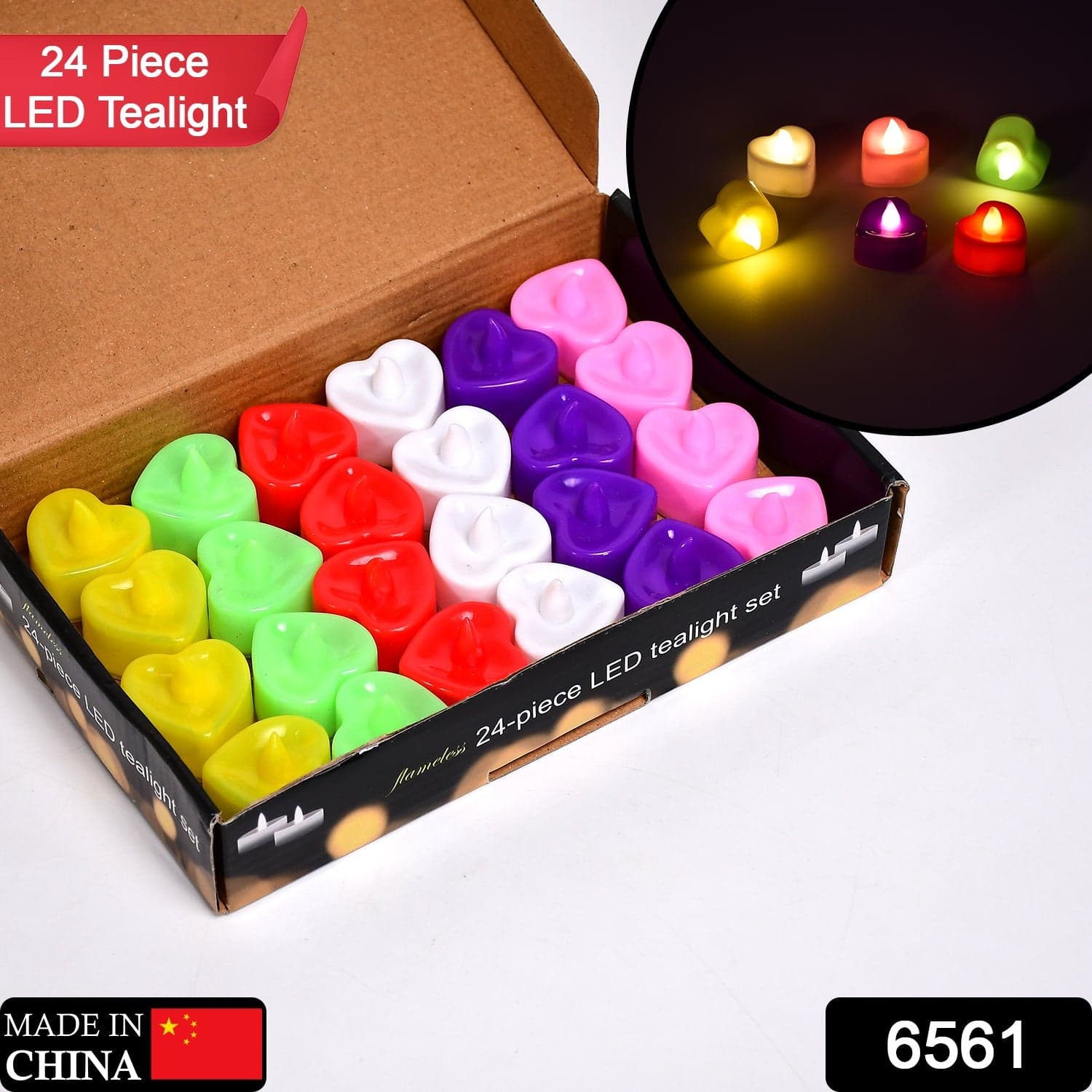 HEART LED FESTIVAL TEALIGHT WITH BATTERY OPERATE, Diwali ( 24PCS ) thumbnail 2