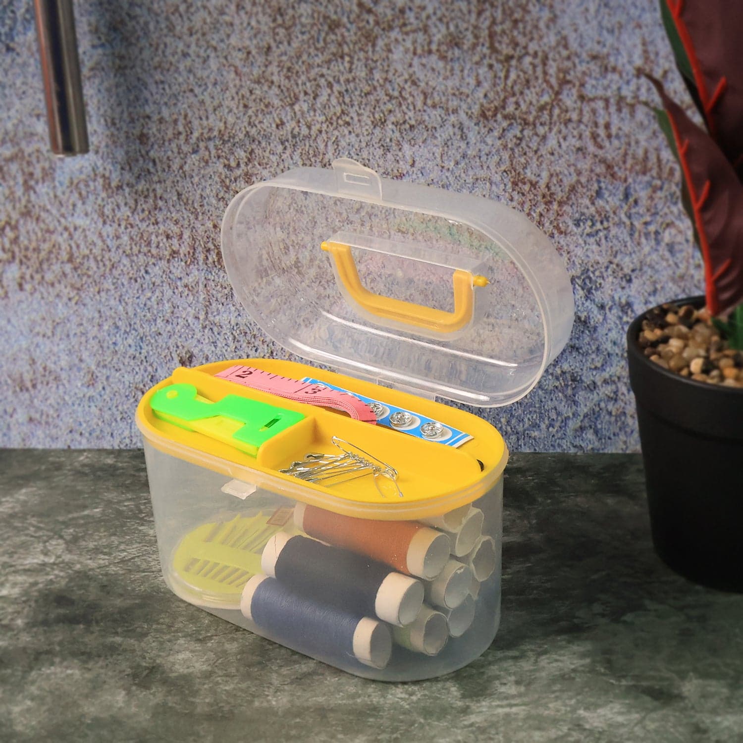 Double Layer Small & Portable Travel Sewing Kits Box with Color Needle Threads Scissor pin Hand Work Sewing Box Handwork Sewing Accessories thumbnail 5