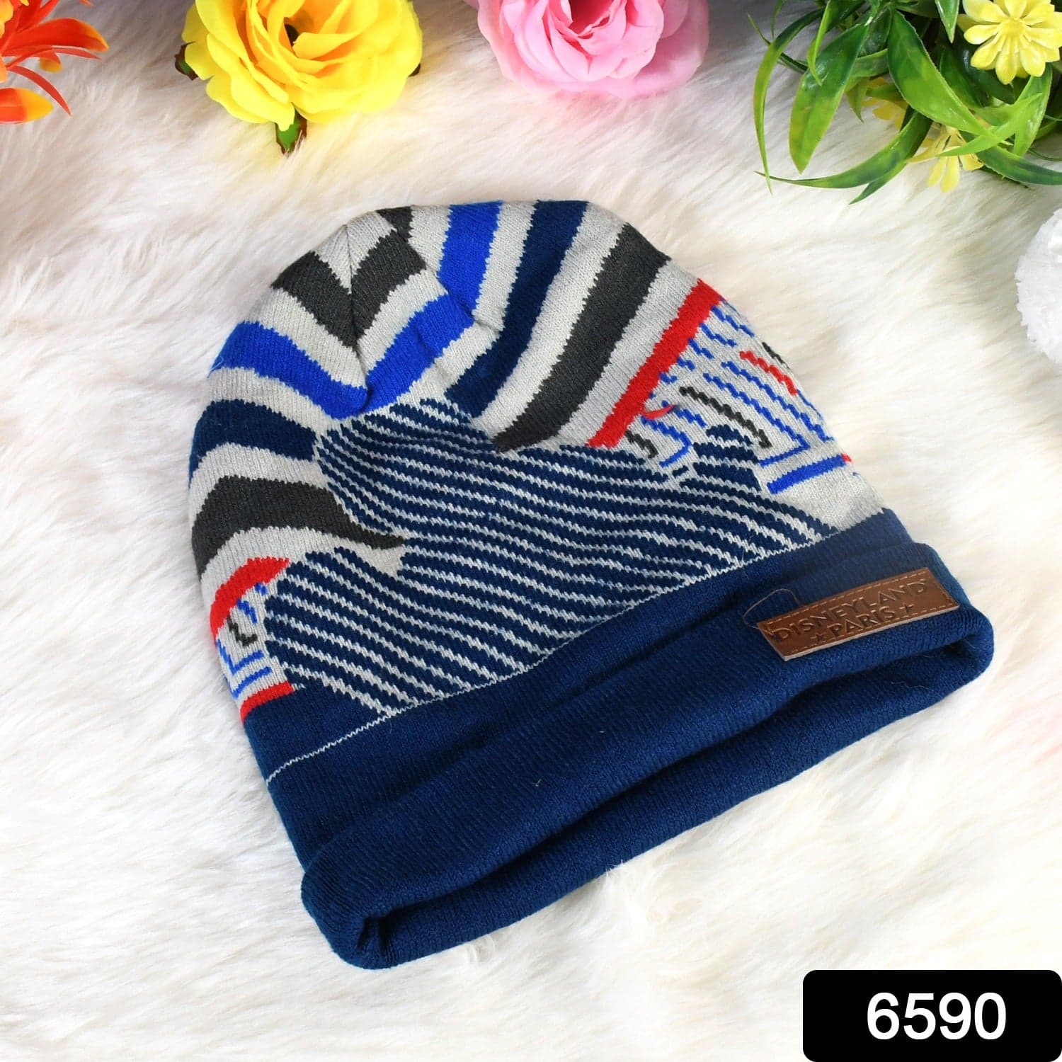 Cap for Winter Woolen Knitted Black Inside Fur Caps (1 Pc / Mix Design & Color) thumbnail 2