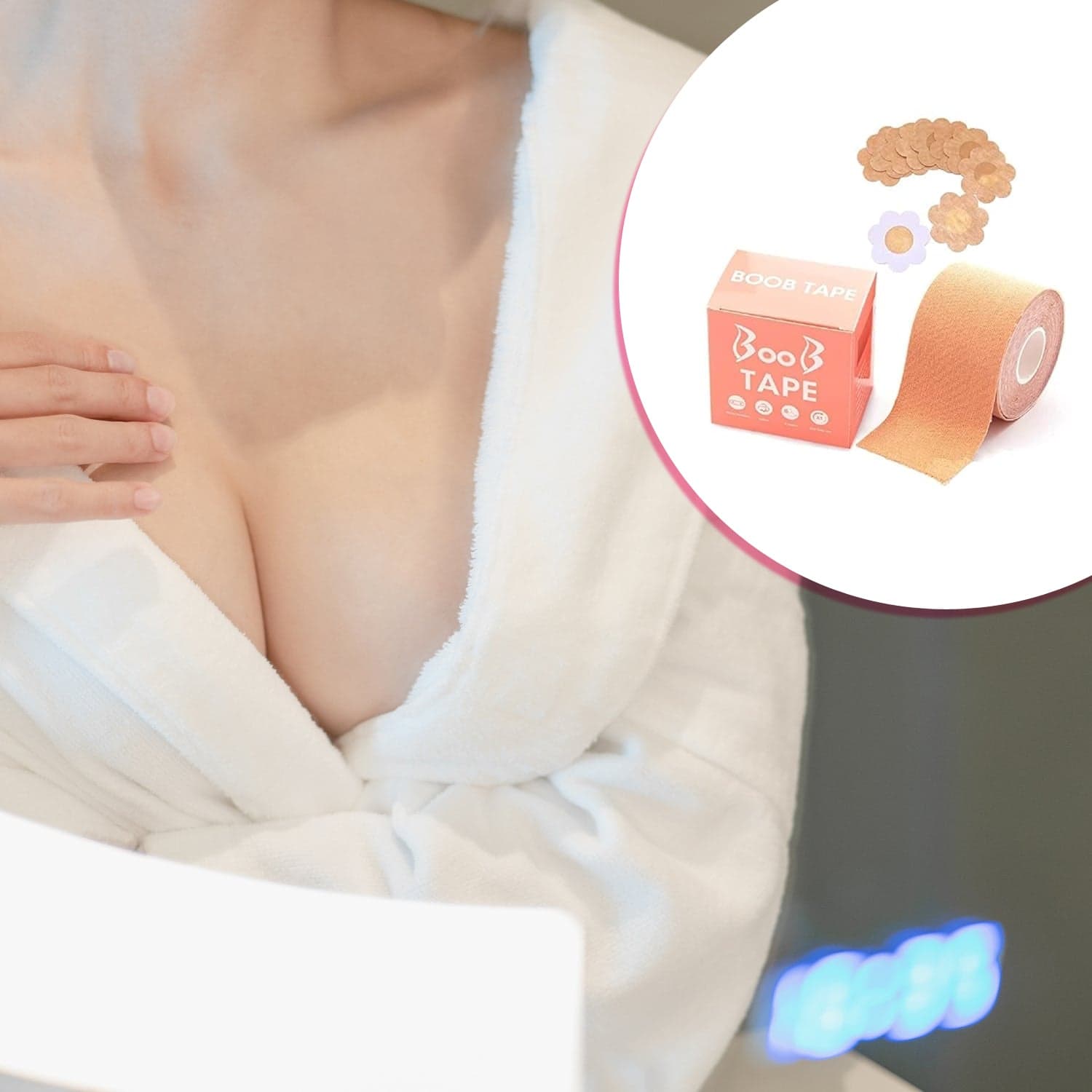 Boob Tape with Nipple Covers: Cotton, Breathable, Lift & Support (5m, 10 Pairs) thumbnail 9