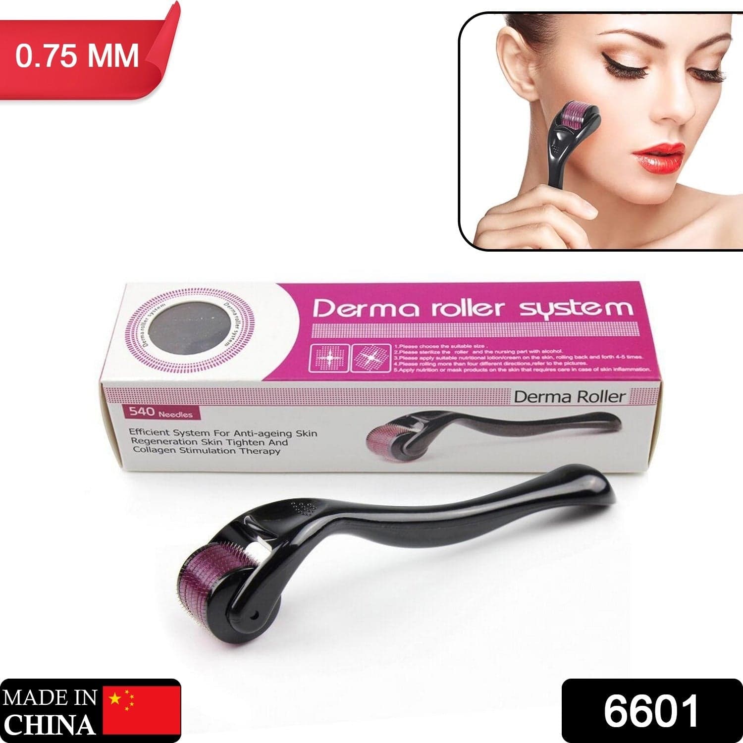 Derma Roller Anti Ageing and Facial Scrubs & Polishes Scar Removal Hair Regrowth (0.75mm) thumbnail 2