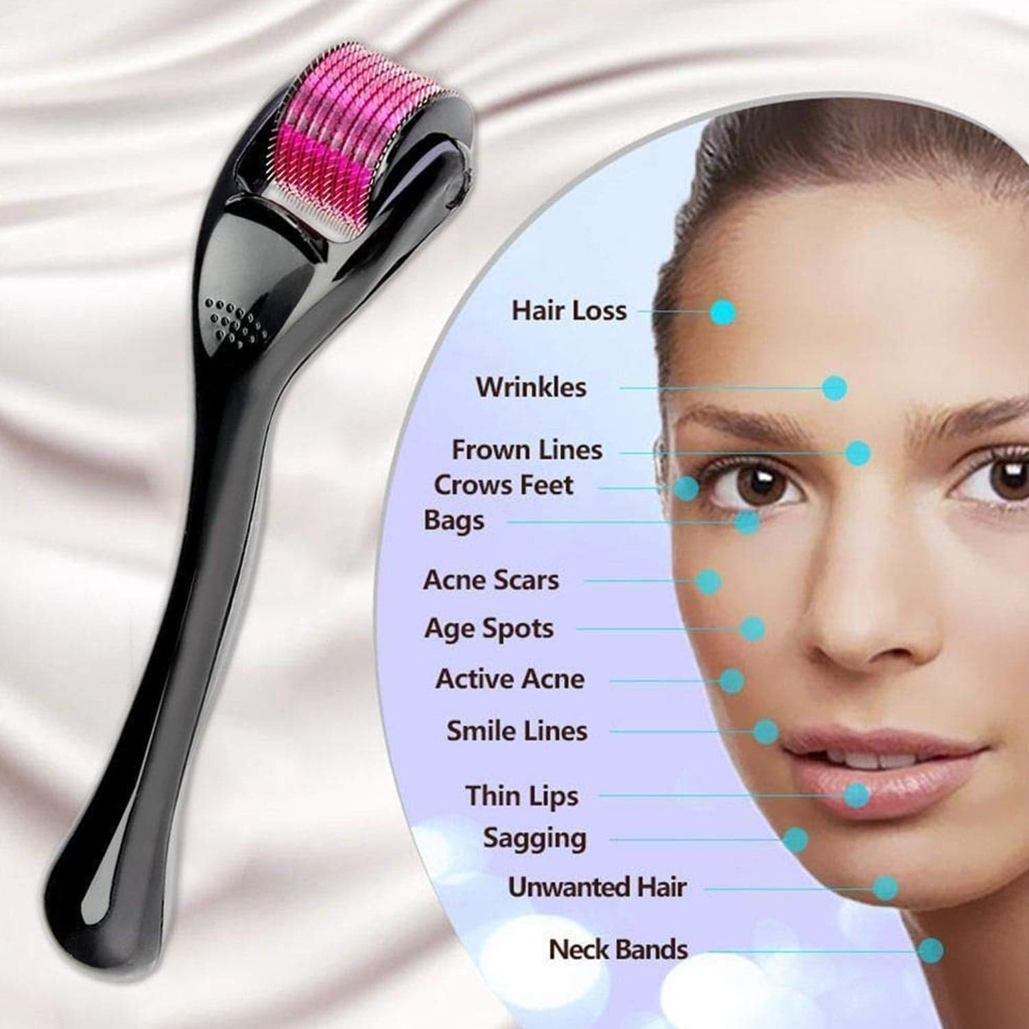 Derma Roller Anti Ageing and Facial Scrubs & Polishes Scar Removal Hair Regrowth (0.75mm) thumbnail 9