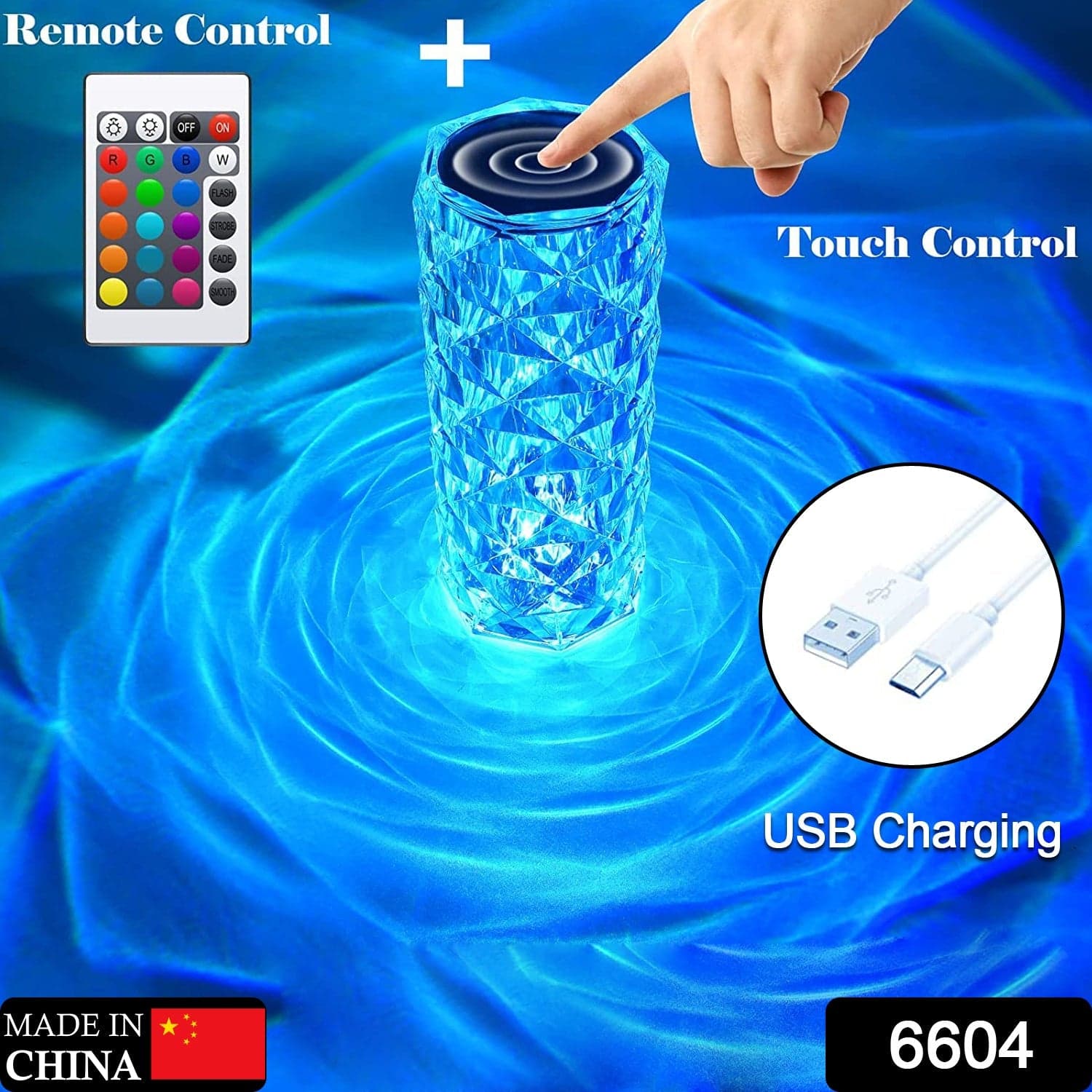 Crystal Touch Night Light for Bedroom Decor (16 Colors, Remote, USB) thumbnail 2