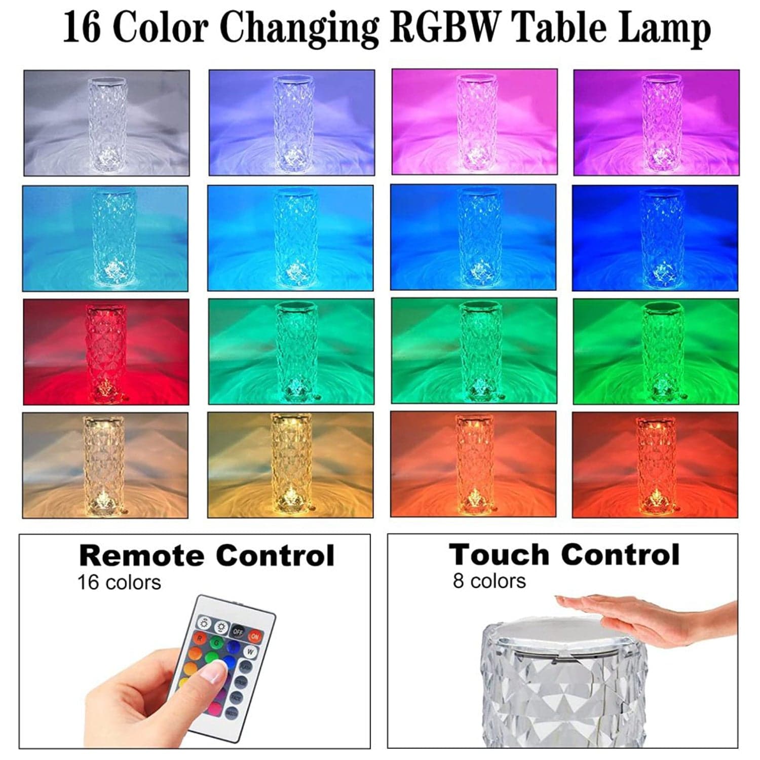 Crystal Touch Night Light for Bedroom Decor (16 Colors, Remote, USB) thumbnail 9