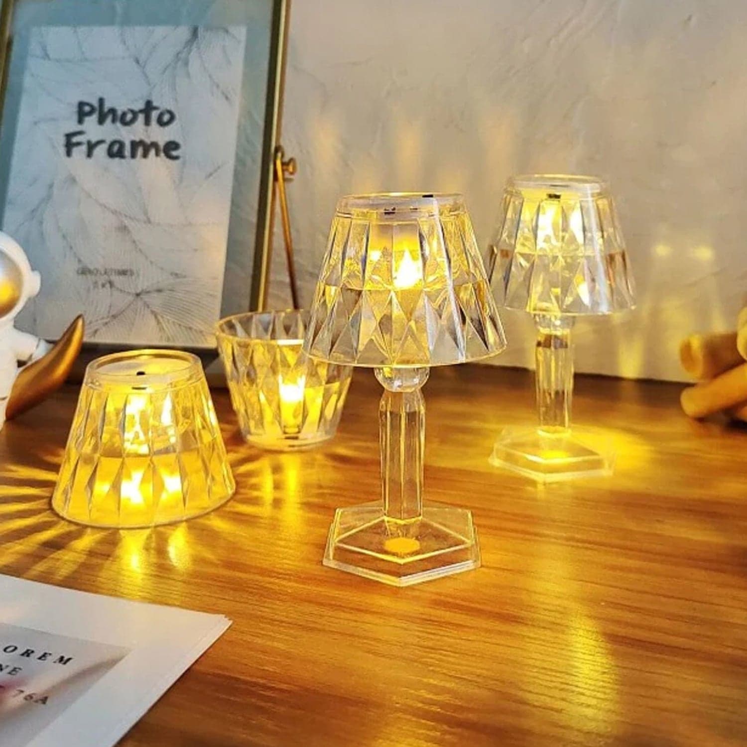 2in1 Transparent Mini Crystal Table Lamp with Reflection Light thumbnail 6