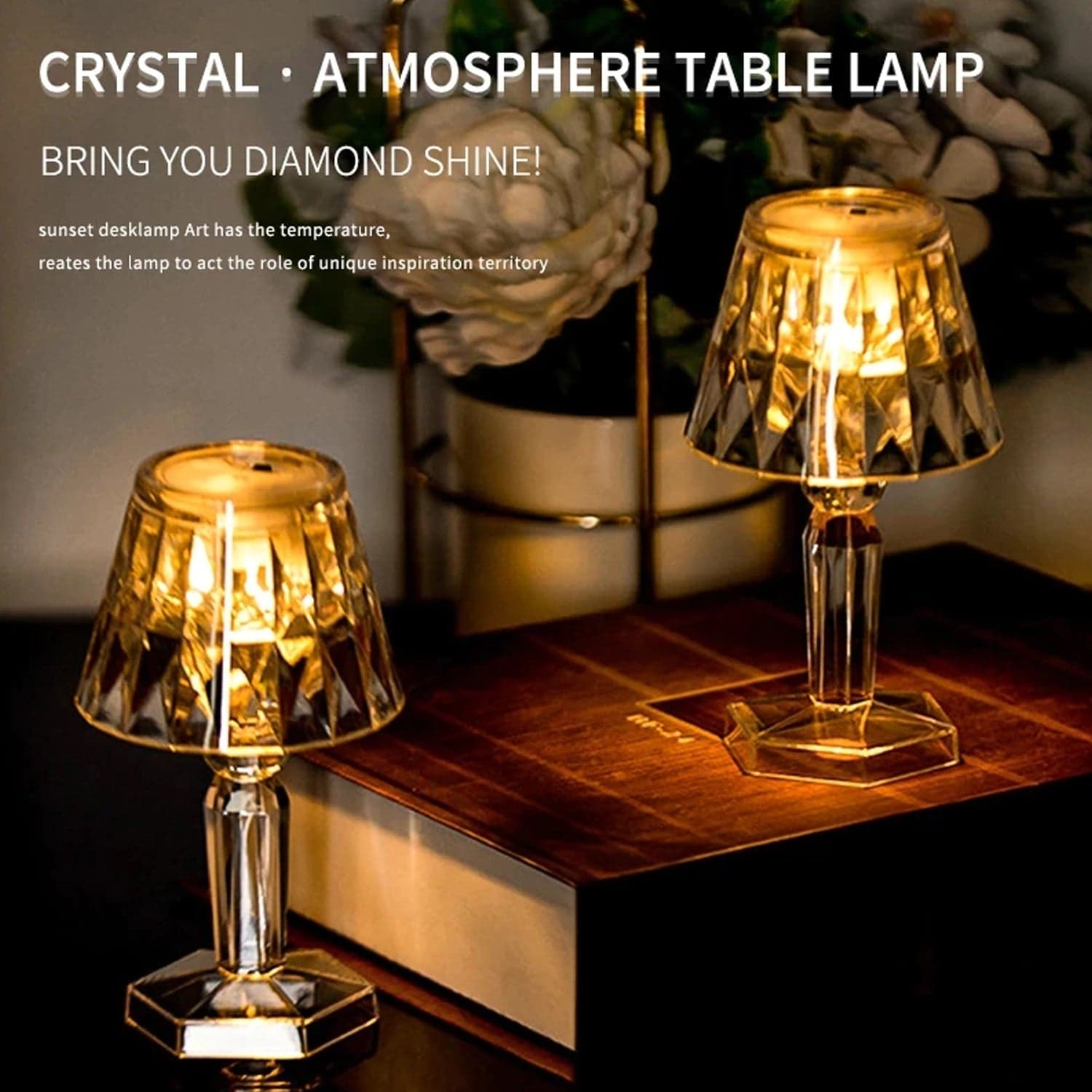 2in1 Transparent Mini Crystal Table Lamp with Reflection Light thumbnail 8