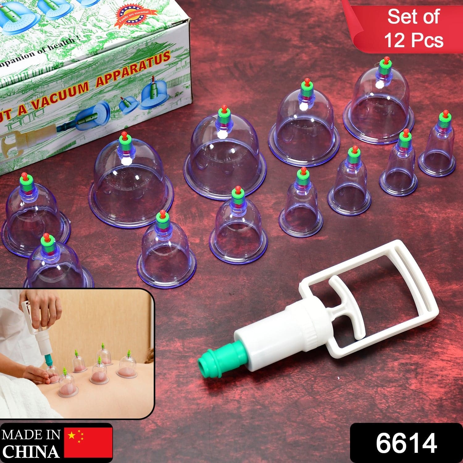 12pcs Cups Vacuum Cupping Kit Pull Out a Vacuum Apparatus Therapy Relax Massagers Curve Suction Pump thumbnail 2