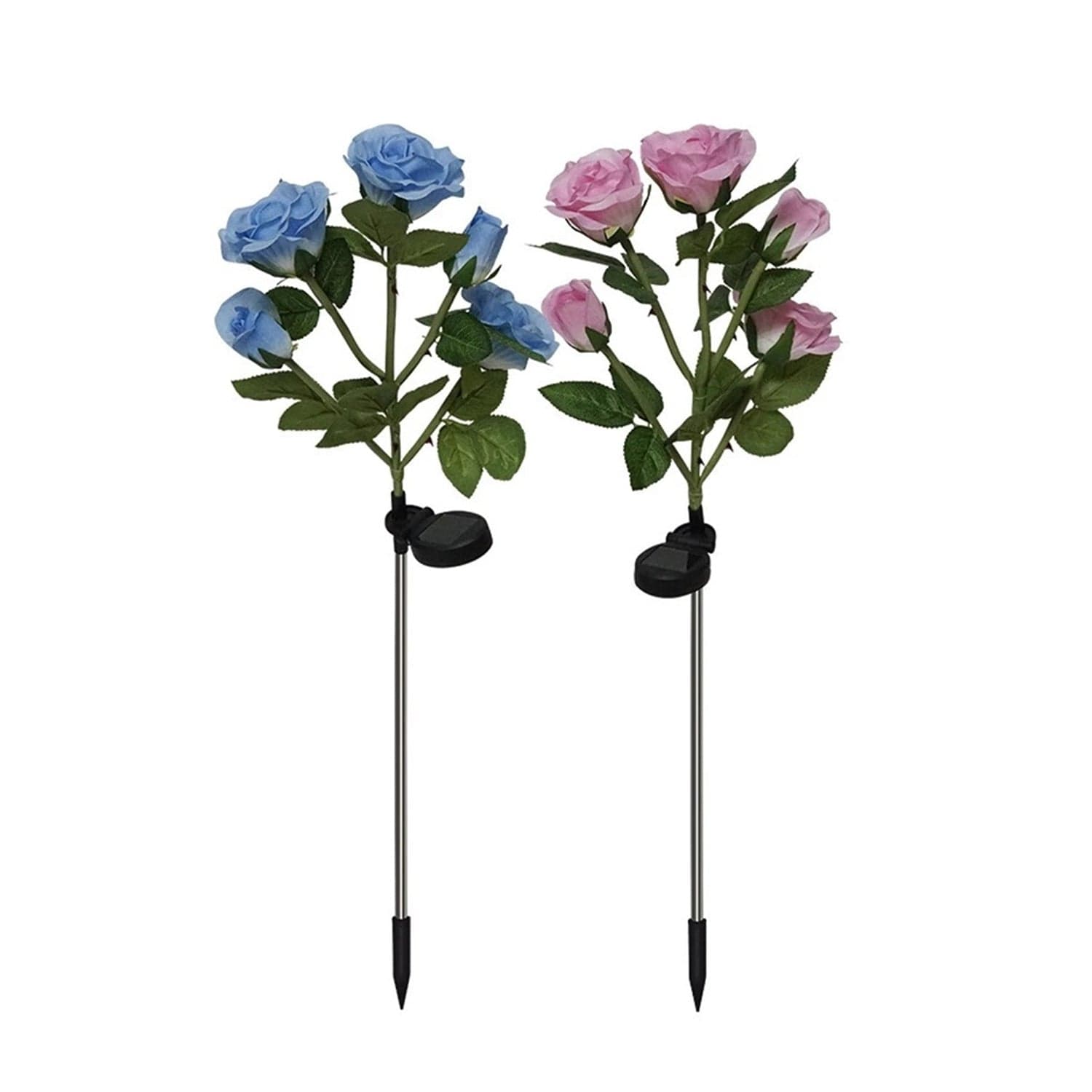 Garden Solar Outdoor Rose Lights Decorative , Waterproof Flower Light For Garden Patio Landscape Pathway Yard Holiday Decoration (2 Pcs Set) thumbnail 4