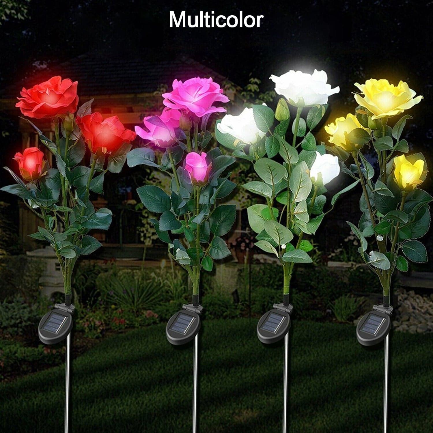 Garden Solar Outdoor Rose Lights Decorative , Waterproof Flower Light For Garden Patio Landscape Pathway Yard Holiday Decoration (2 Pcs Set) thumbnail 8