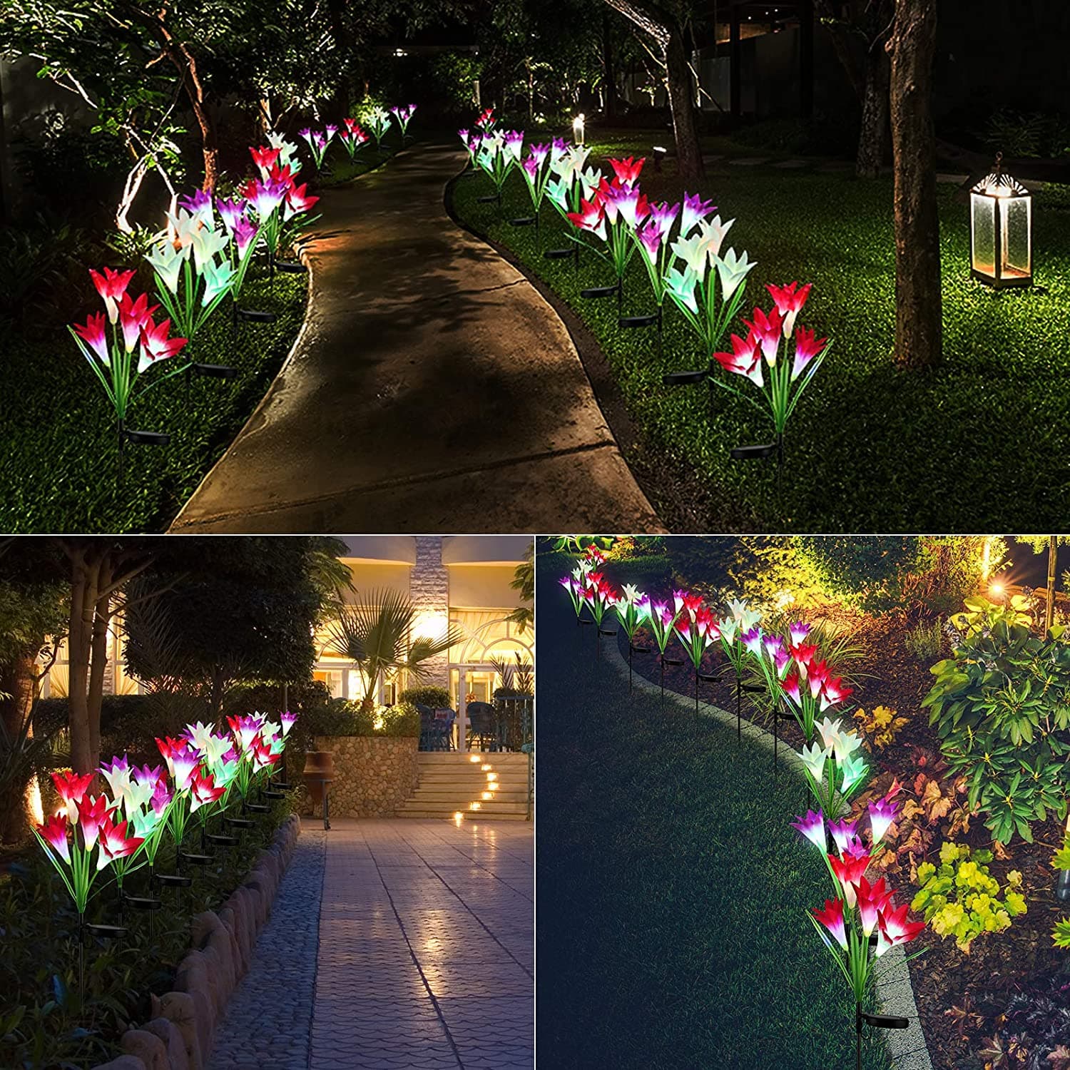 Waterproof Outdoor Solar Lily Flower Stake Lights ( Pack Of 2 pcs ) thumbnail 11