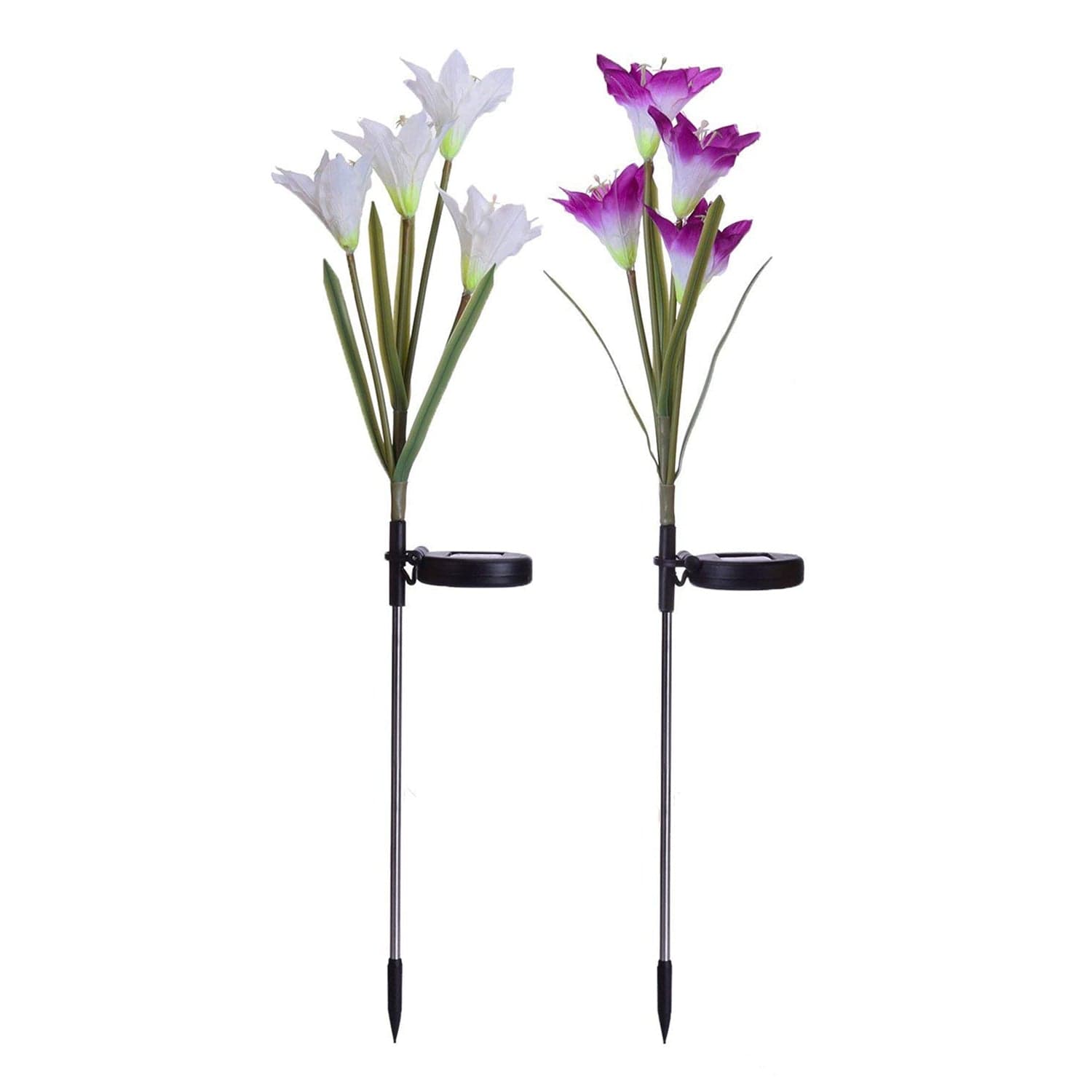 Waterproof Outdoor Solar Lily Flower Stake Lights ( Pack Of 2 pcs ) thumbnail 4